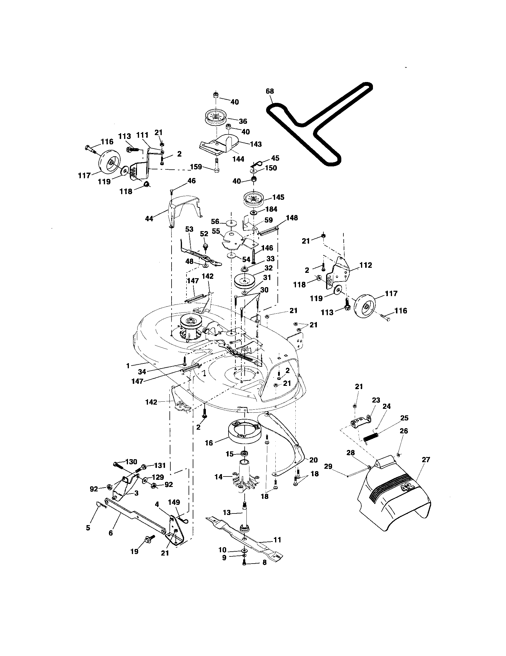 Poulan 96012003500 mower deck diagram