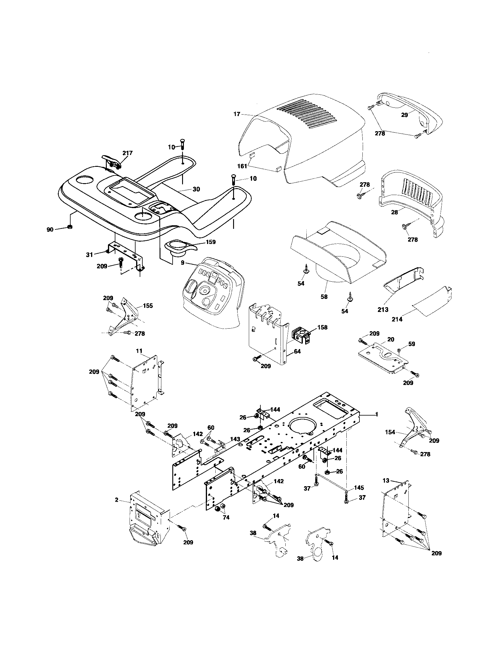 Poulan DB27H48YT chassis and enclosures diagram