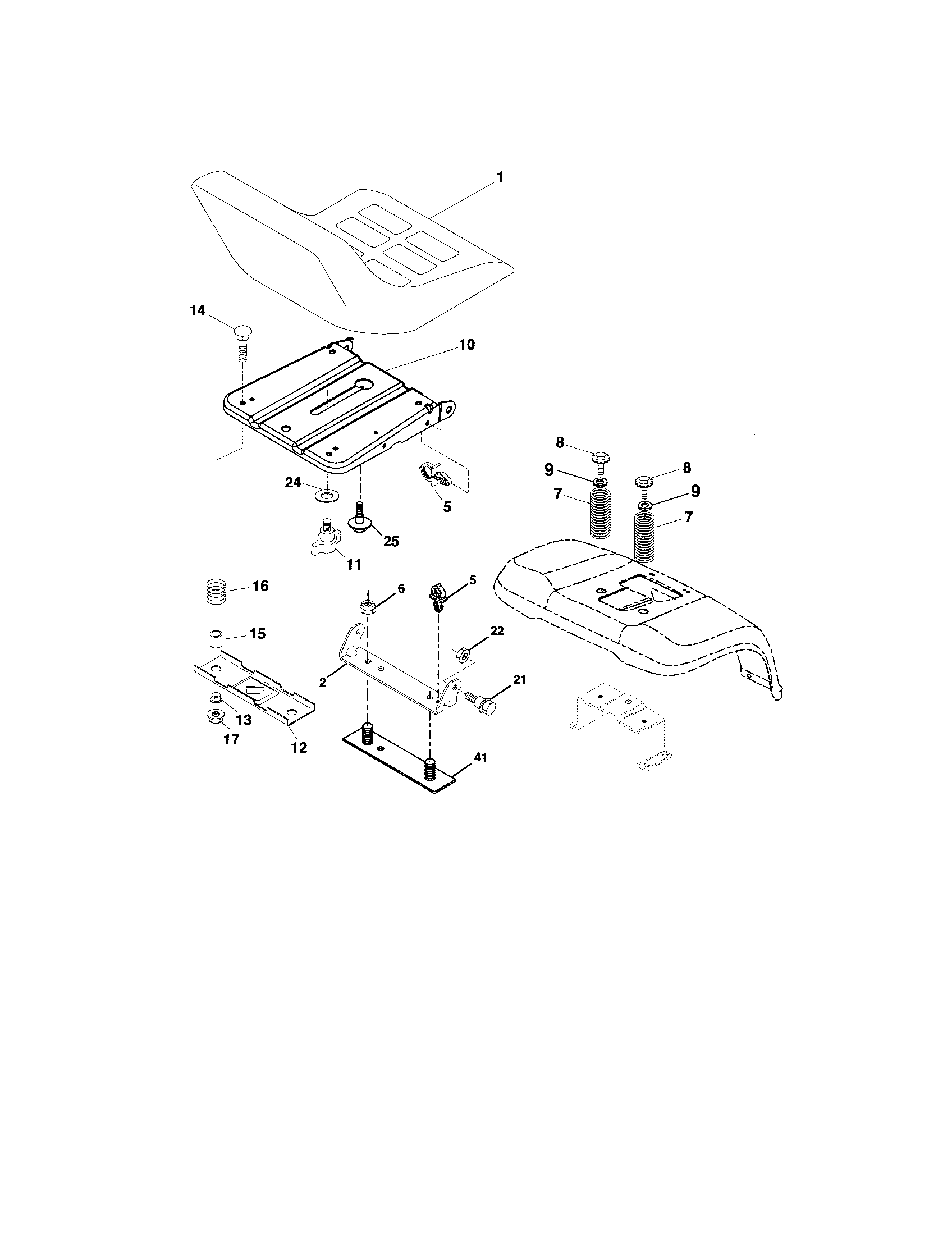 Poulan DB27H48YT seat assembly diagram