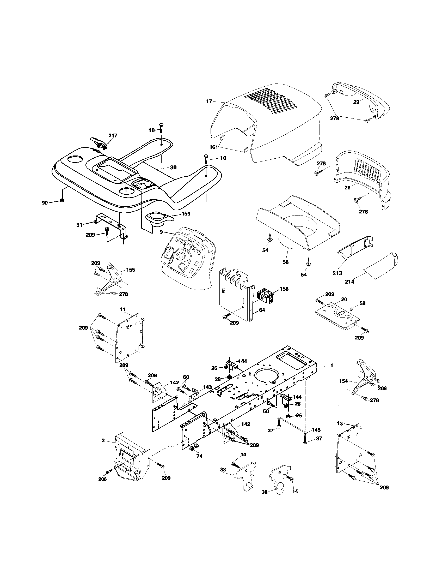 Poulan 96012003200 chassis and enclosures diagram