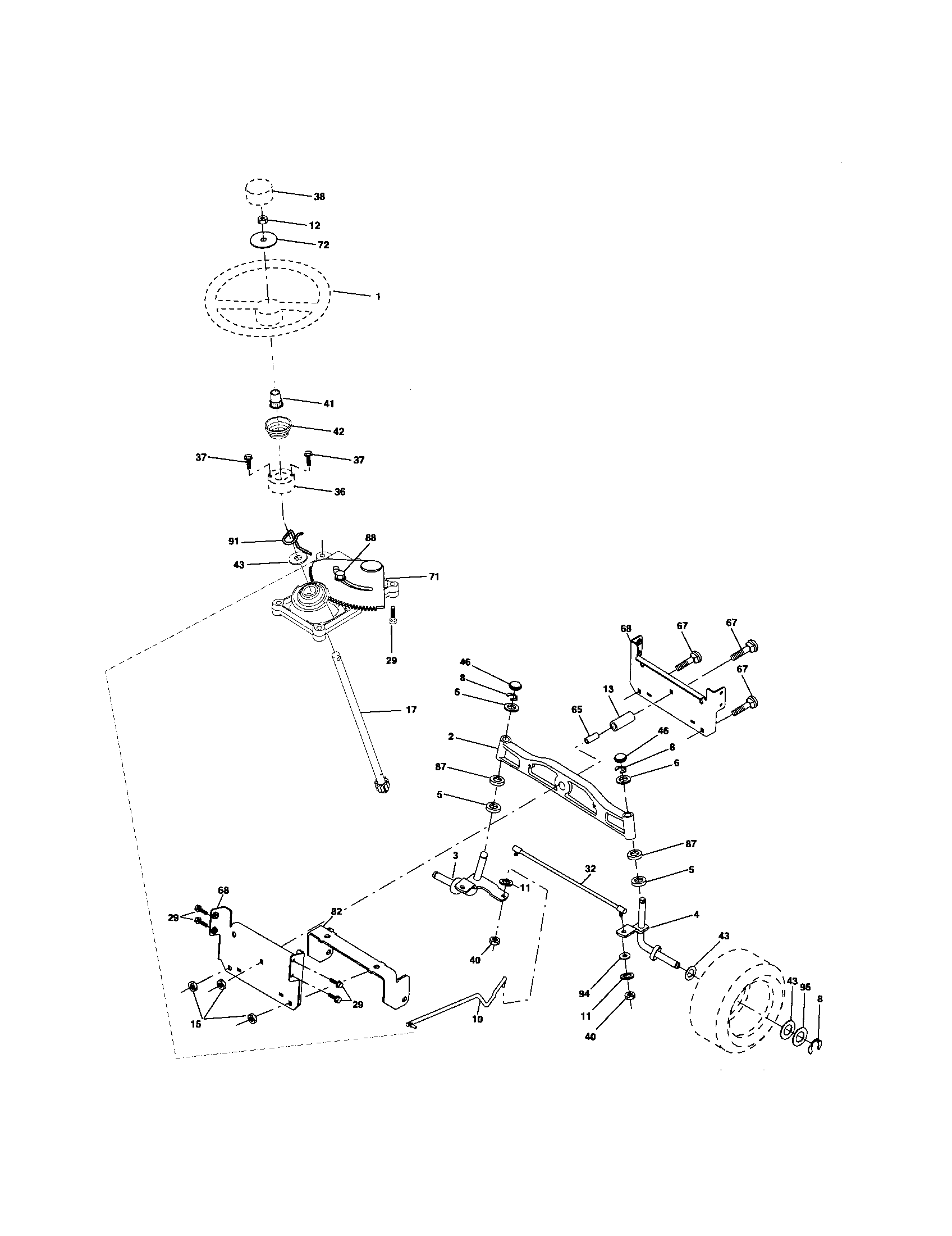 Poulan 96012003200 steering assembly diagram