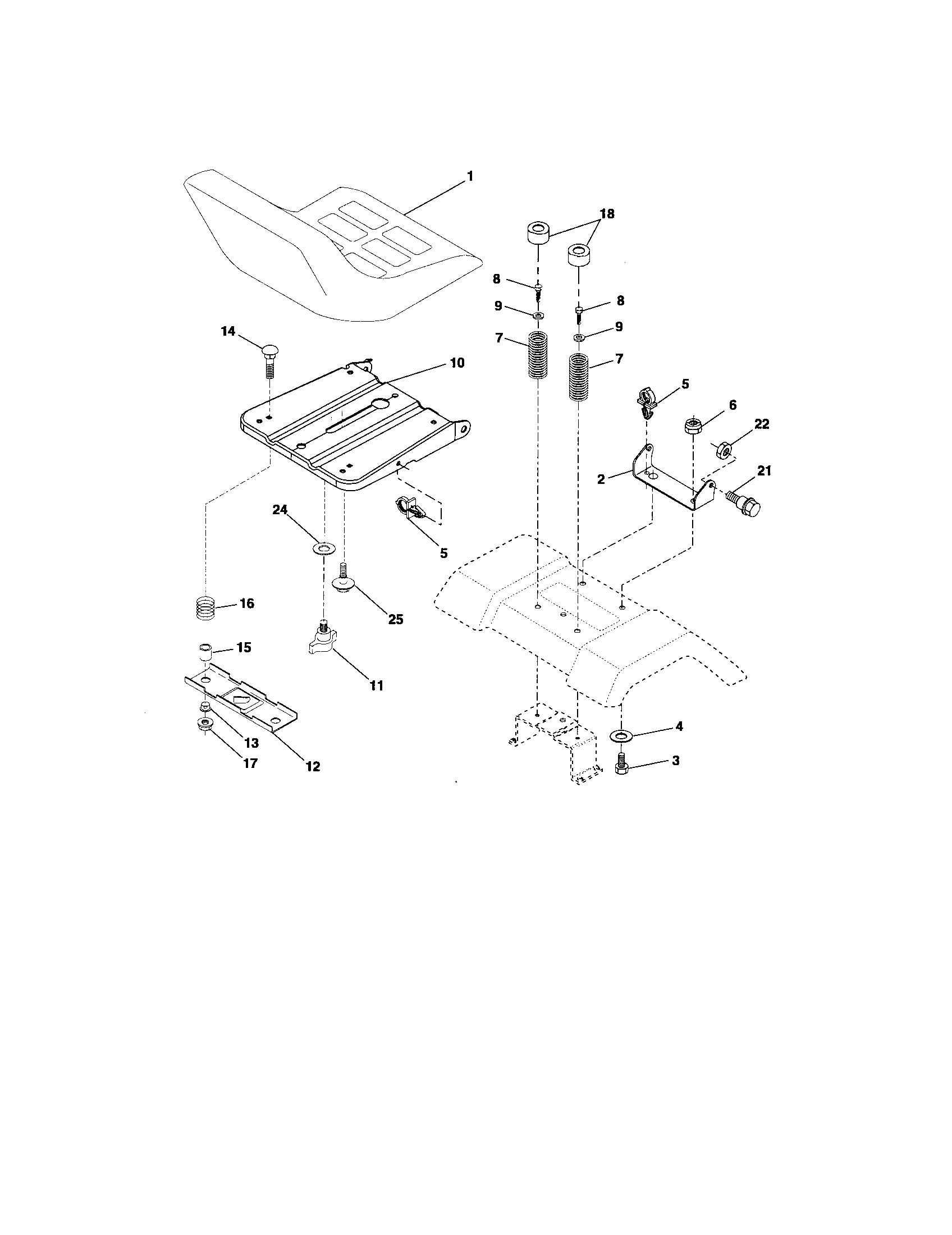 Poulan 96012003200 seat assembly diagram
