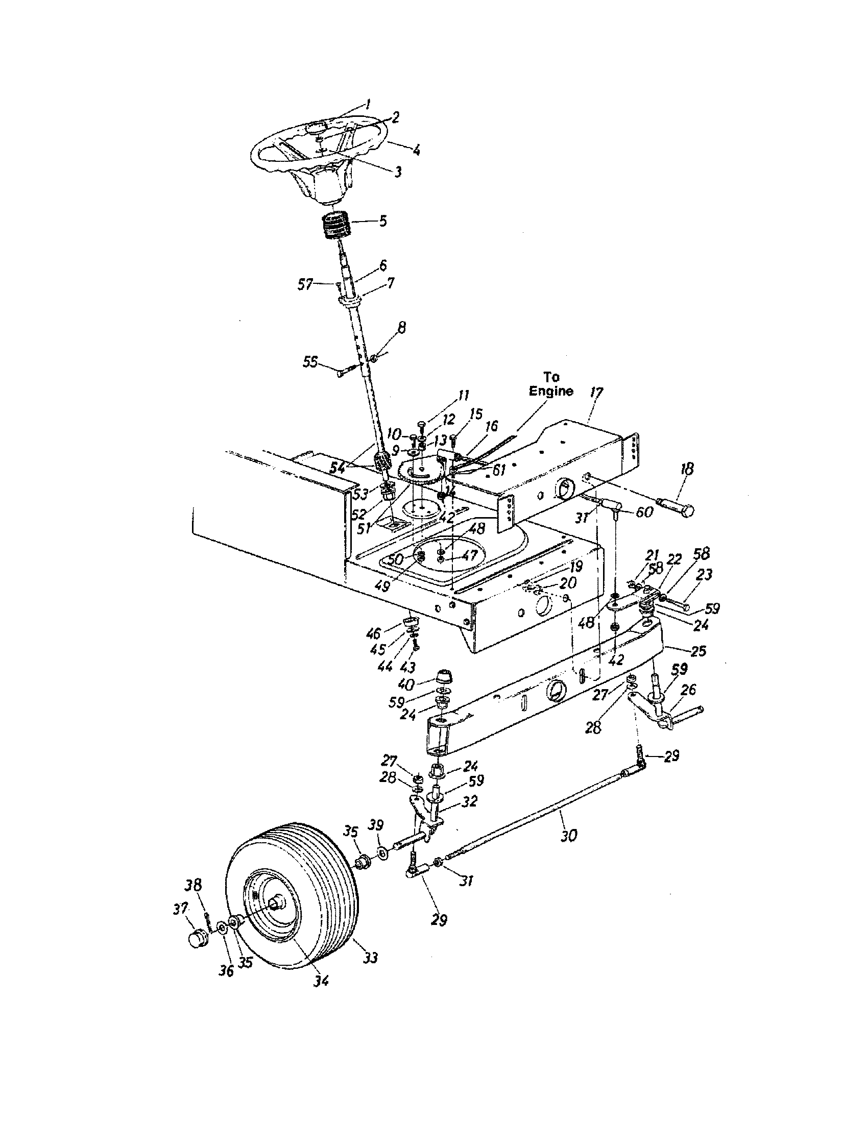 MTD TMO-33931A steering assembly diagram