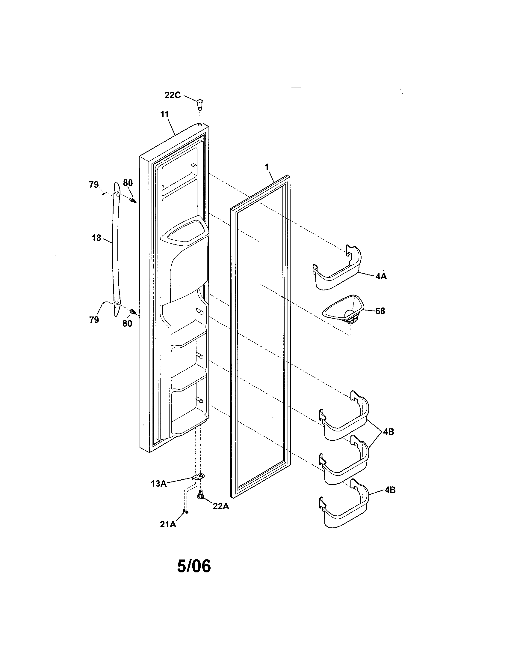 Kenmore 25356762600 freezer door diagram