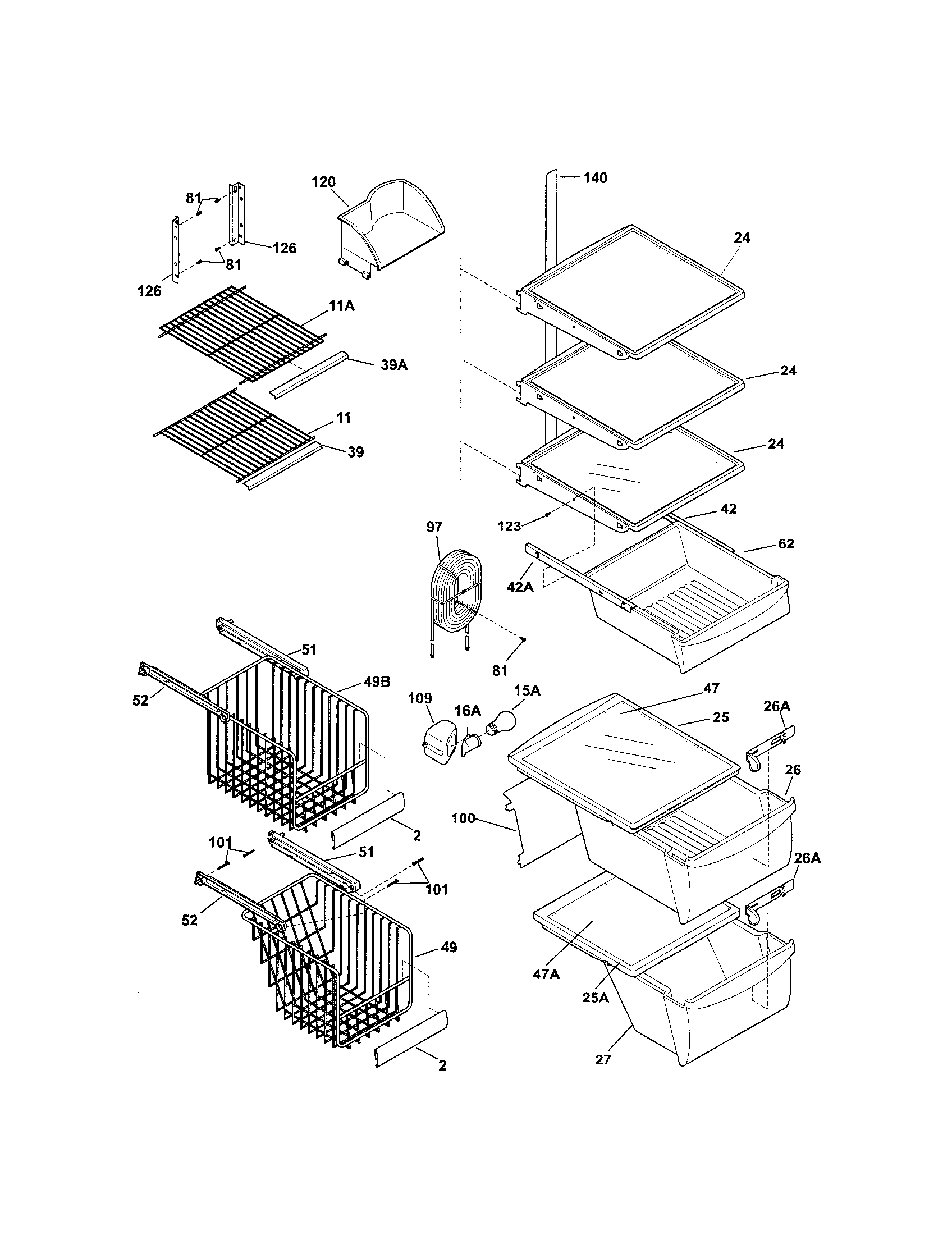 Kenmore 25356762600 shelves diagram