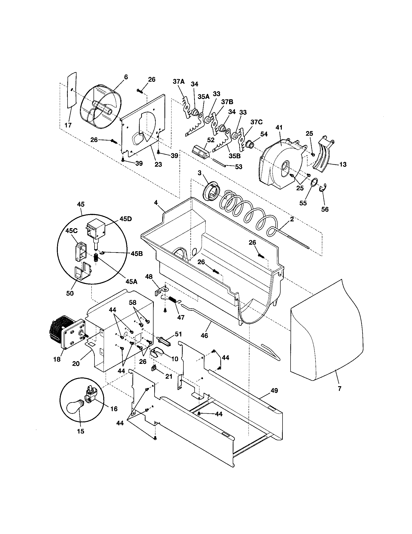 Kenmore 25356762600 ice container diagram