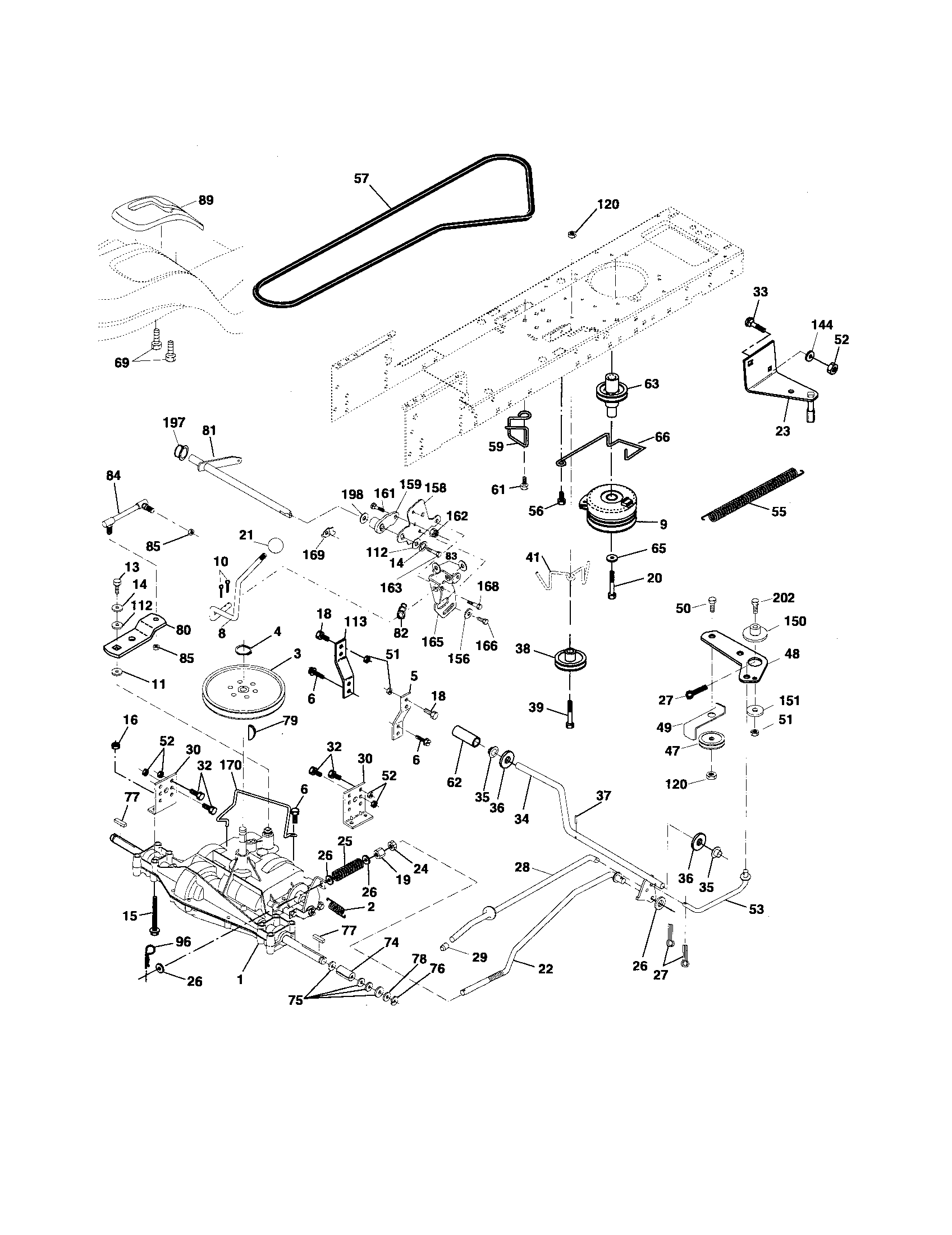 Poulan DB18542YT drive diagram