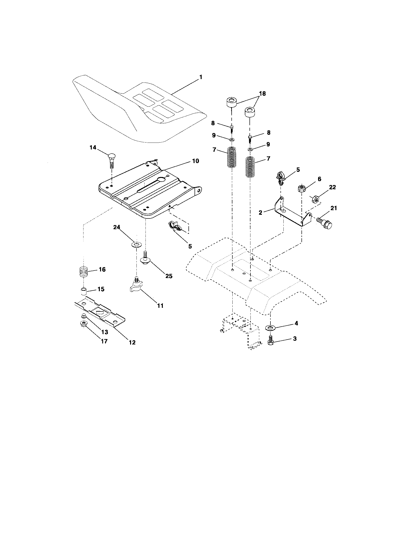 Poulan DB18542YT seat assembly diagram