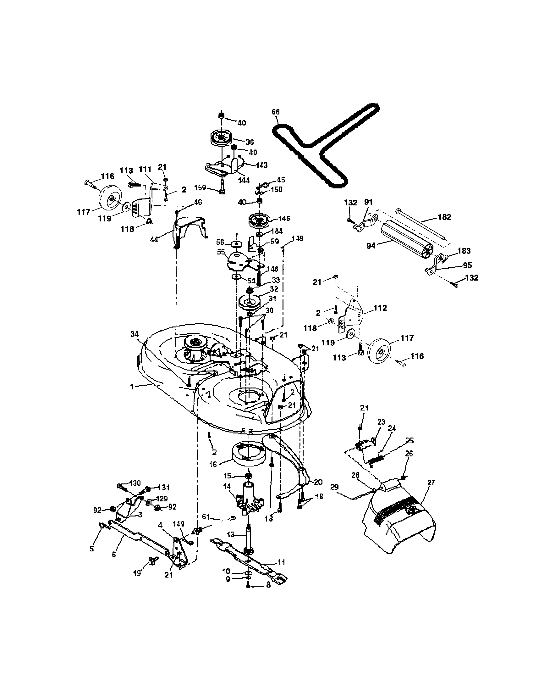 Poulan DB18542YT mower deck diagram