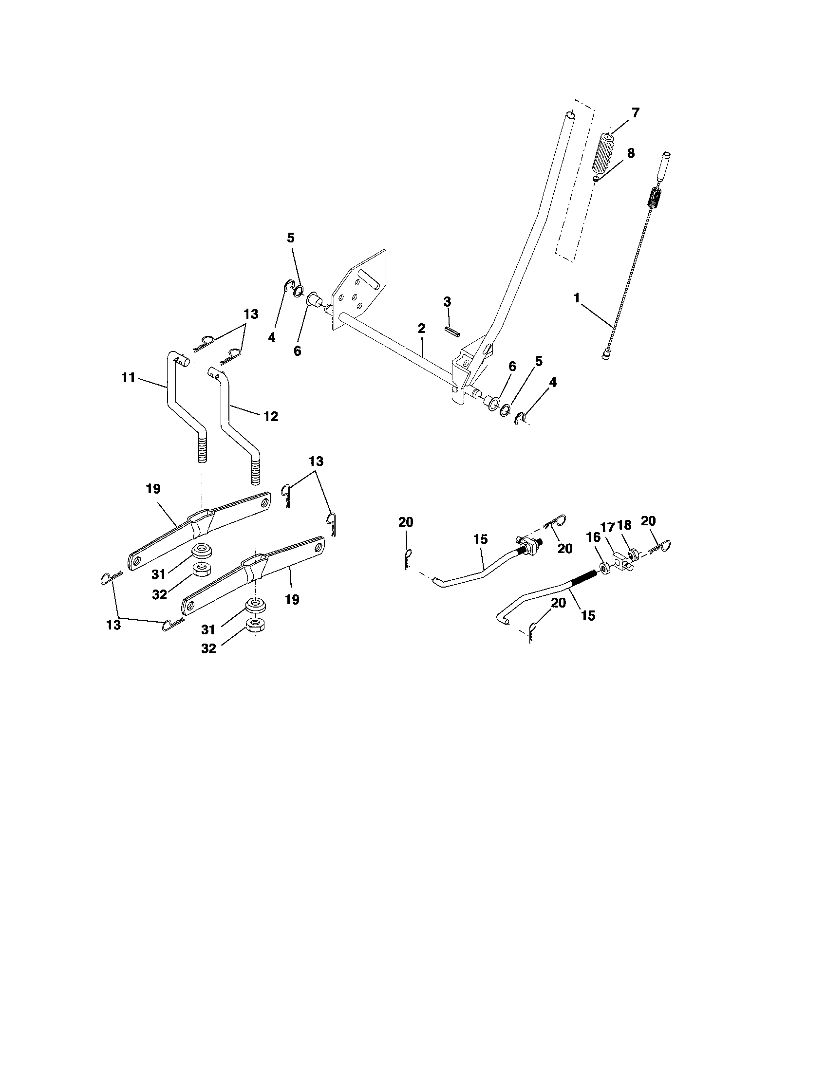 Poulan DB18542YT mower lift diagram