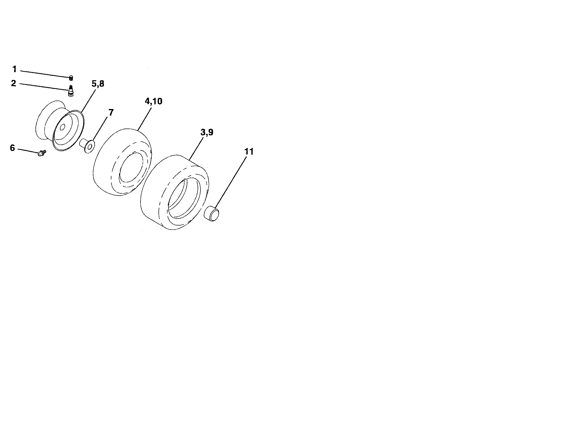 Poulan DB18542YT wheels and tires diagram