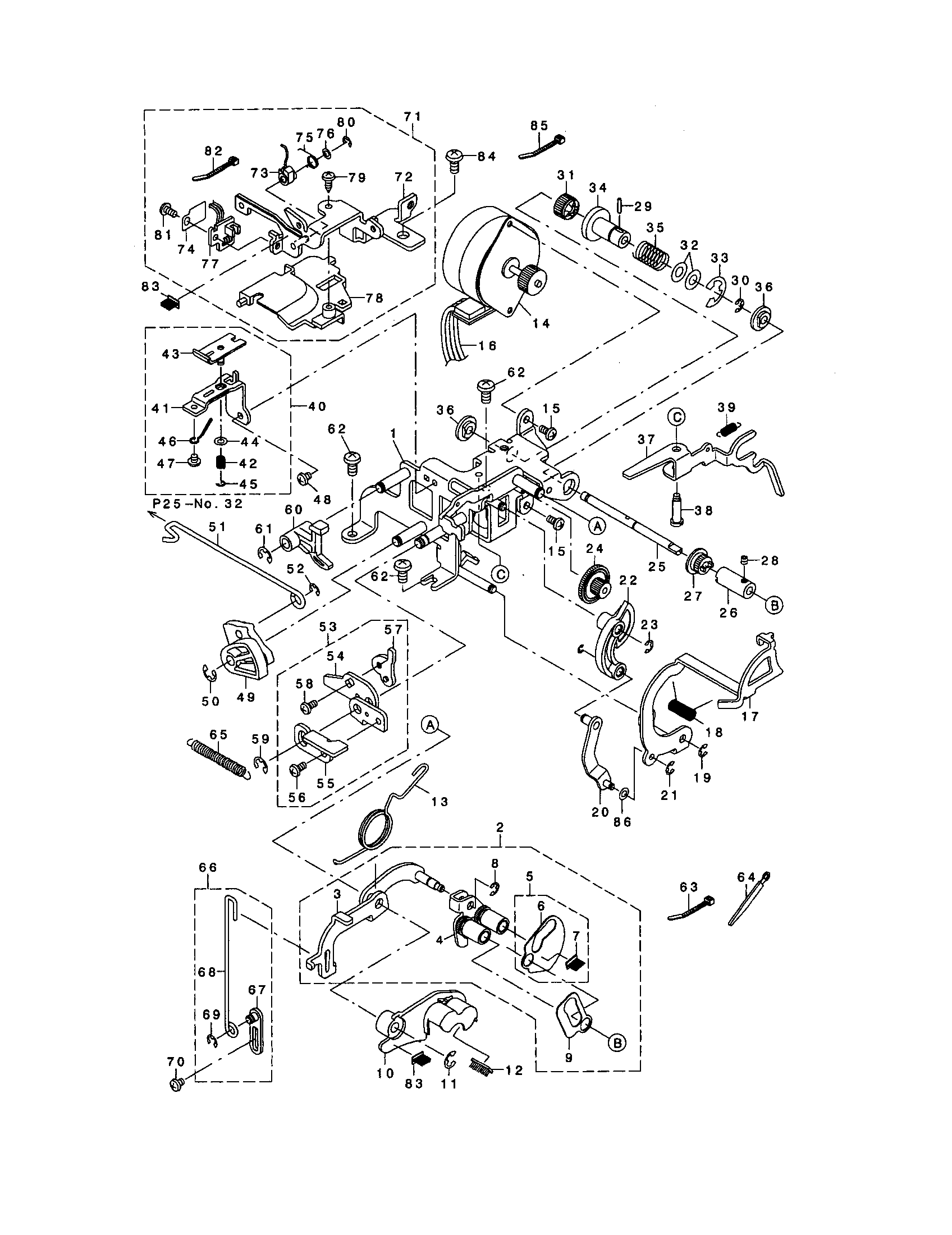 Singer XL-6000 delivery components diagram