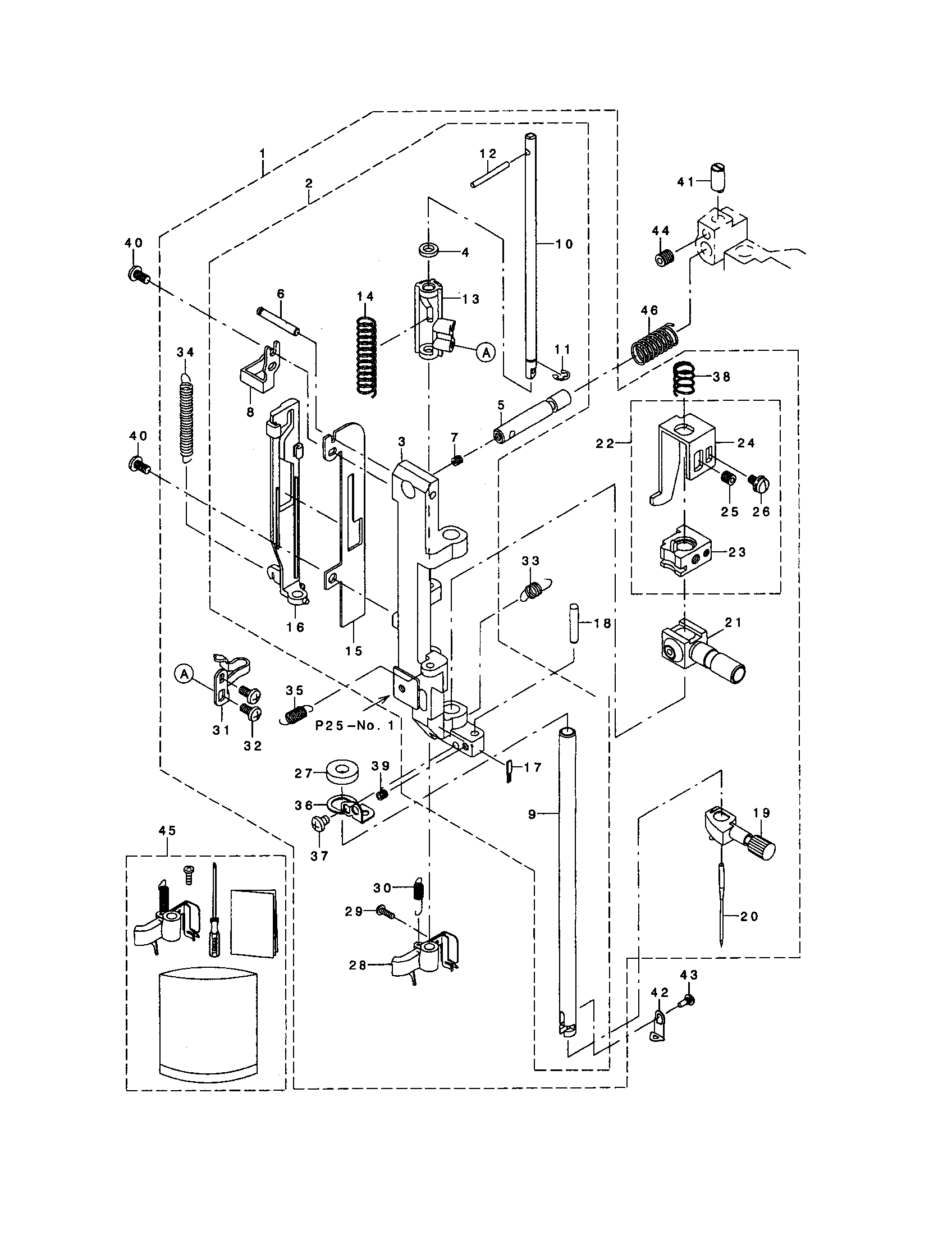 Singer XL-6000 needle bar/needle threader diagram