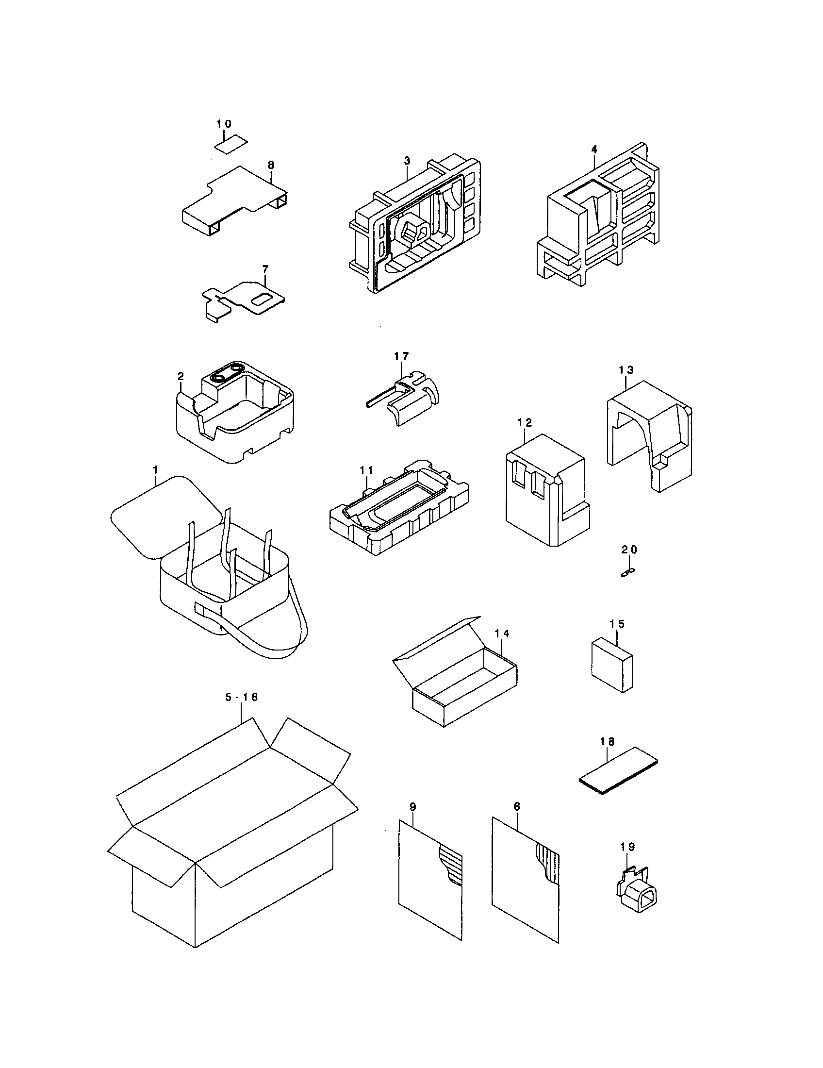 Singer XL-6000 packing material diagram