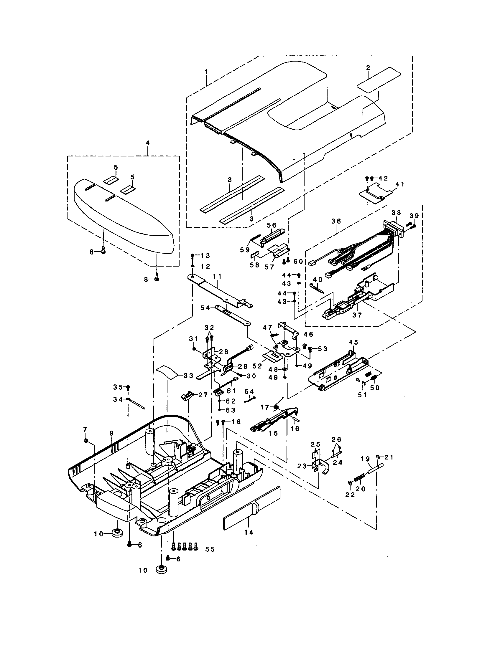 Singer XL-6000 top & bottom cover diagram