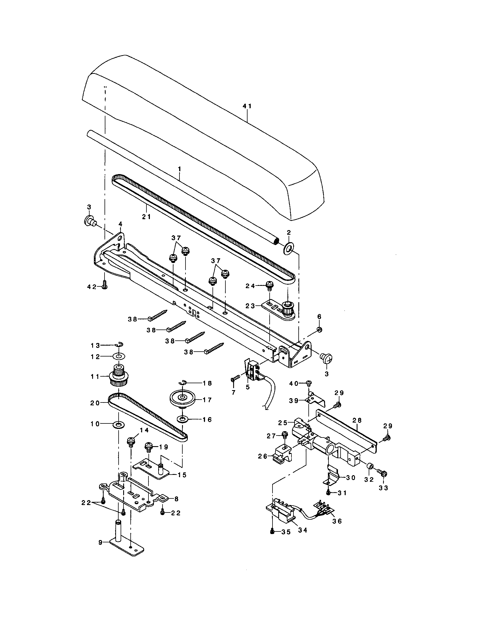 Singer XL-6000 y axis drive/frame holder diagram