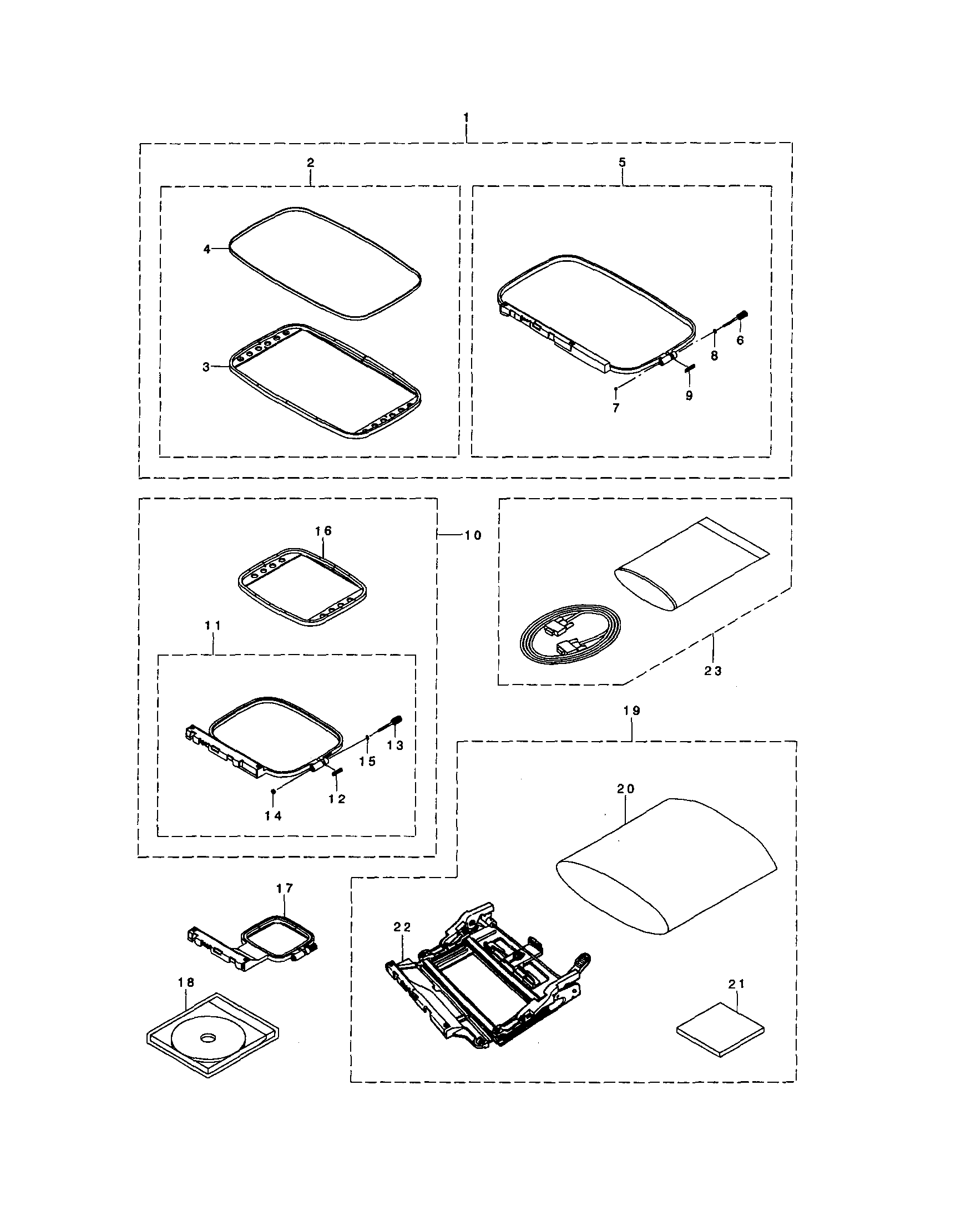 Singer XL-6000 accessories diagram
