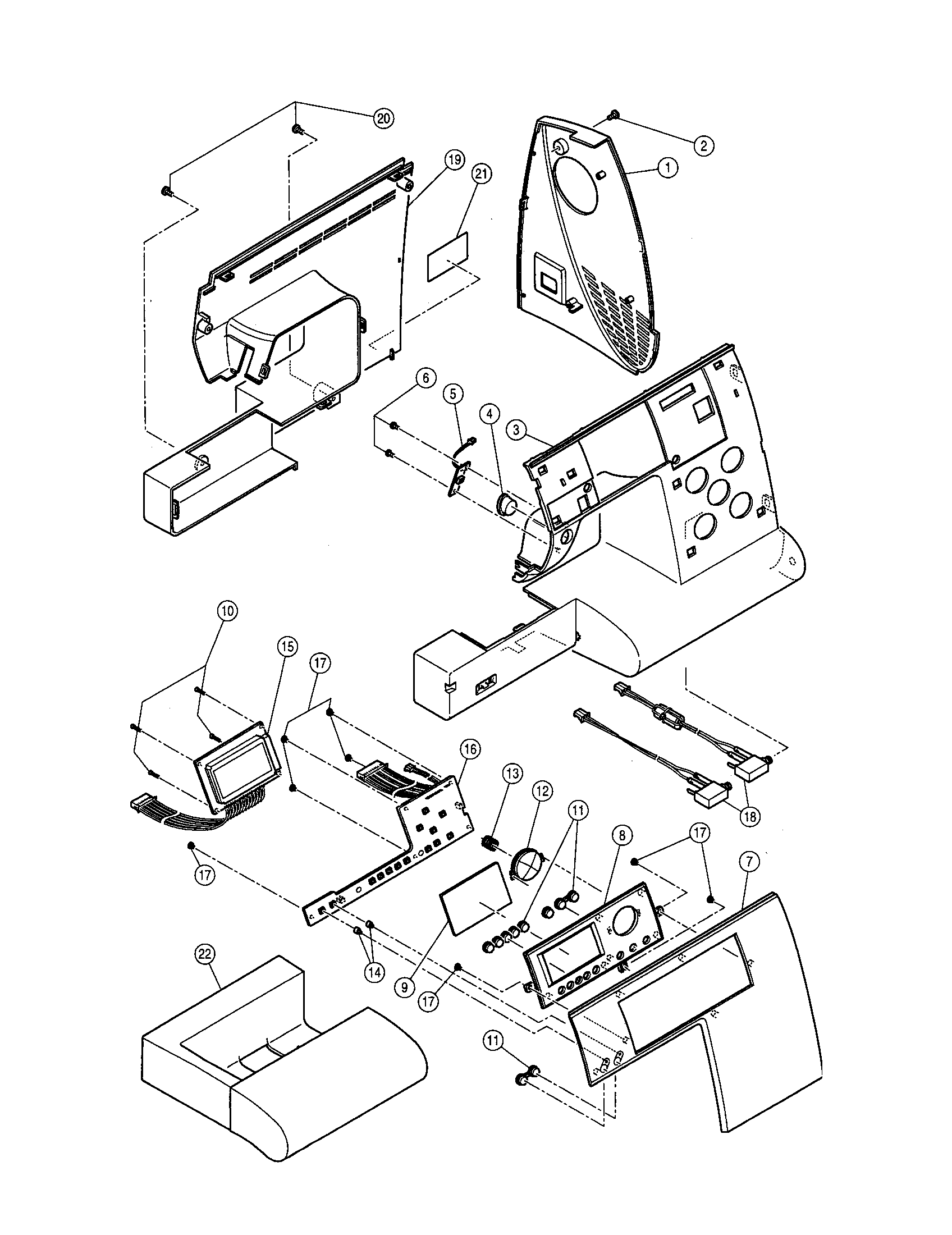 Singer 9940 front enclosure/front panel diagram