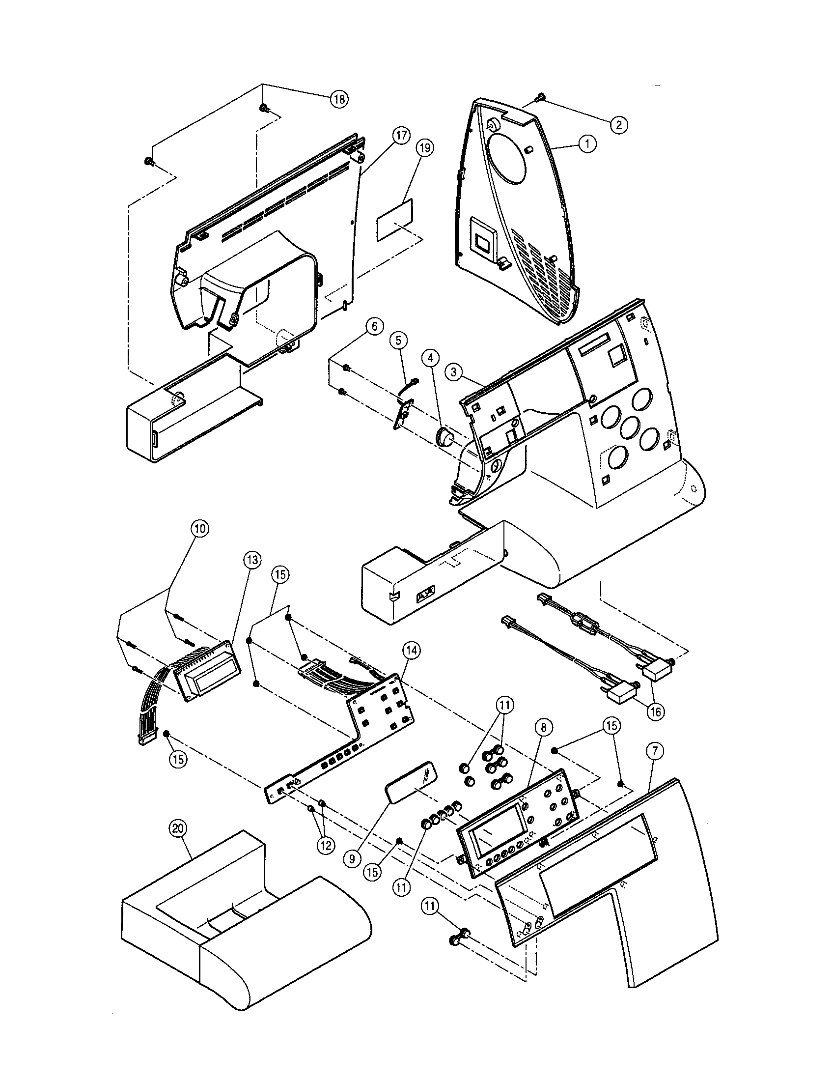 Singer 9920 front enclosure/front panel diagram