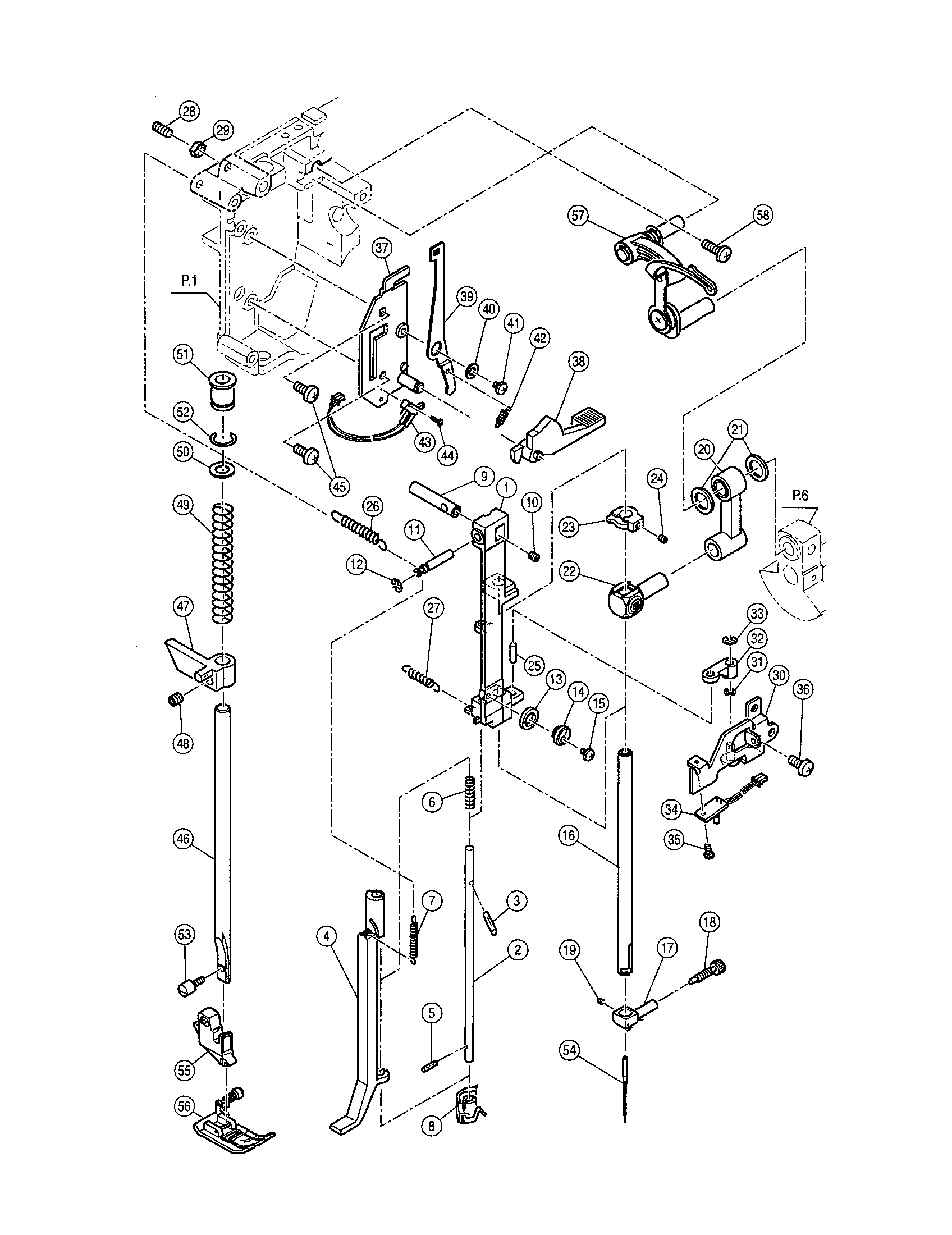 Singer 9920 needle bar/z link bracket diagram
