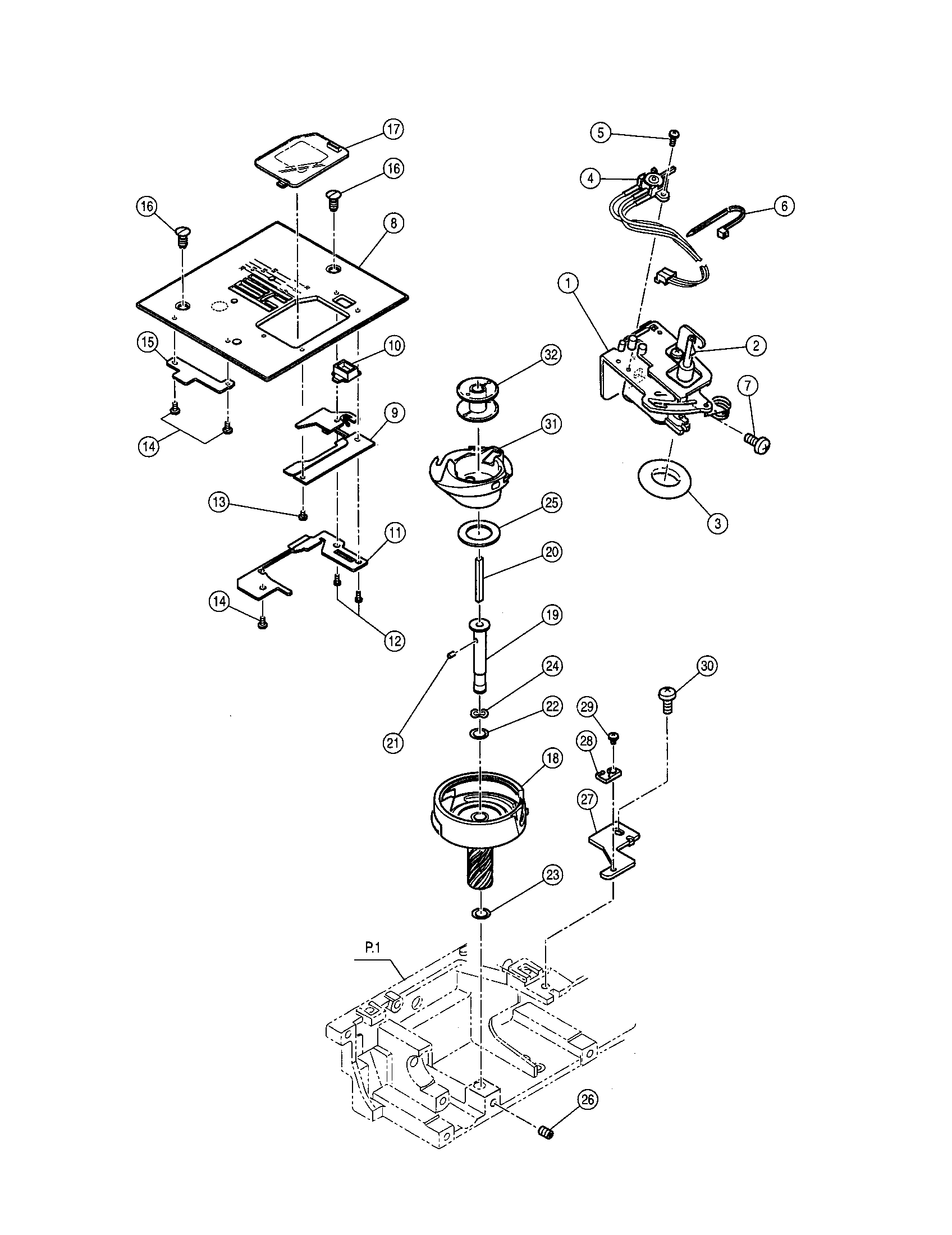 Singer 9920 needle plate/hook race diagram
