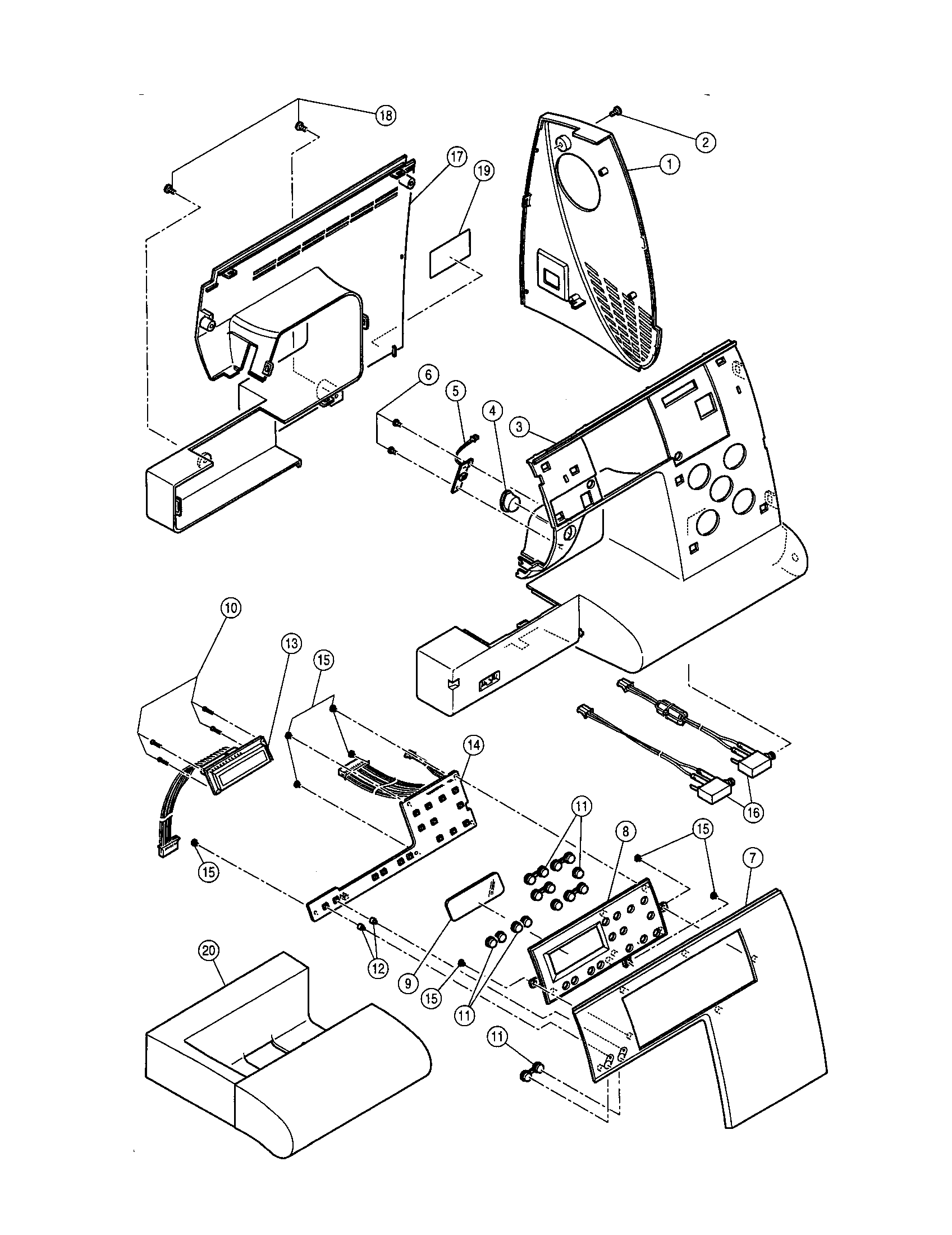 Singer 9910 front enclosure/front panel diagram
