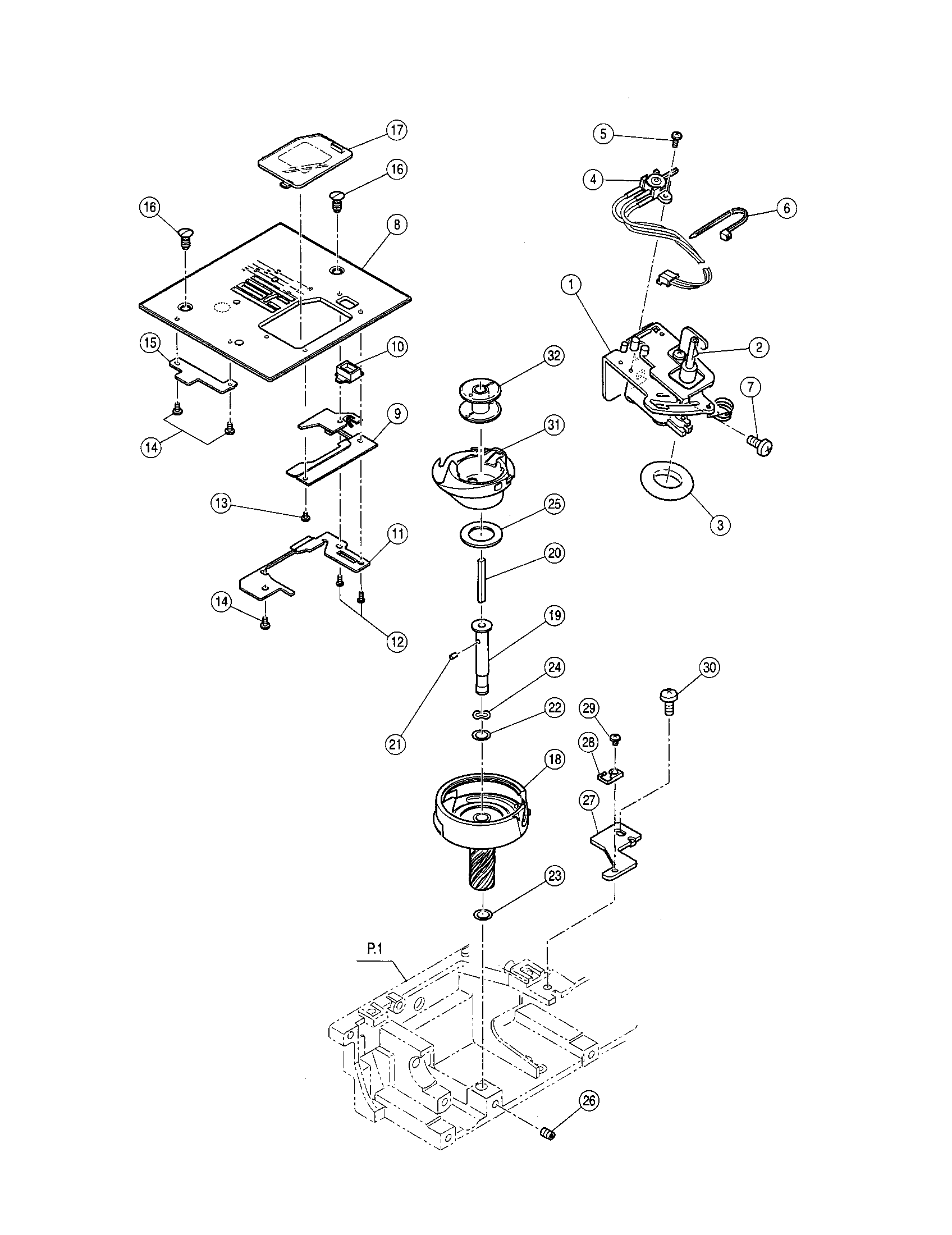 Singer 9910 needle plate/hook race diagram