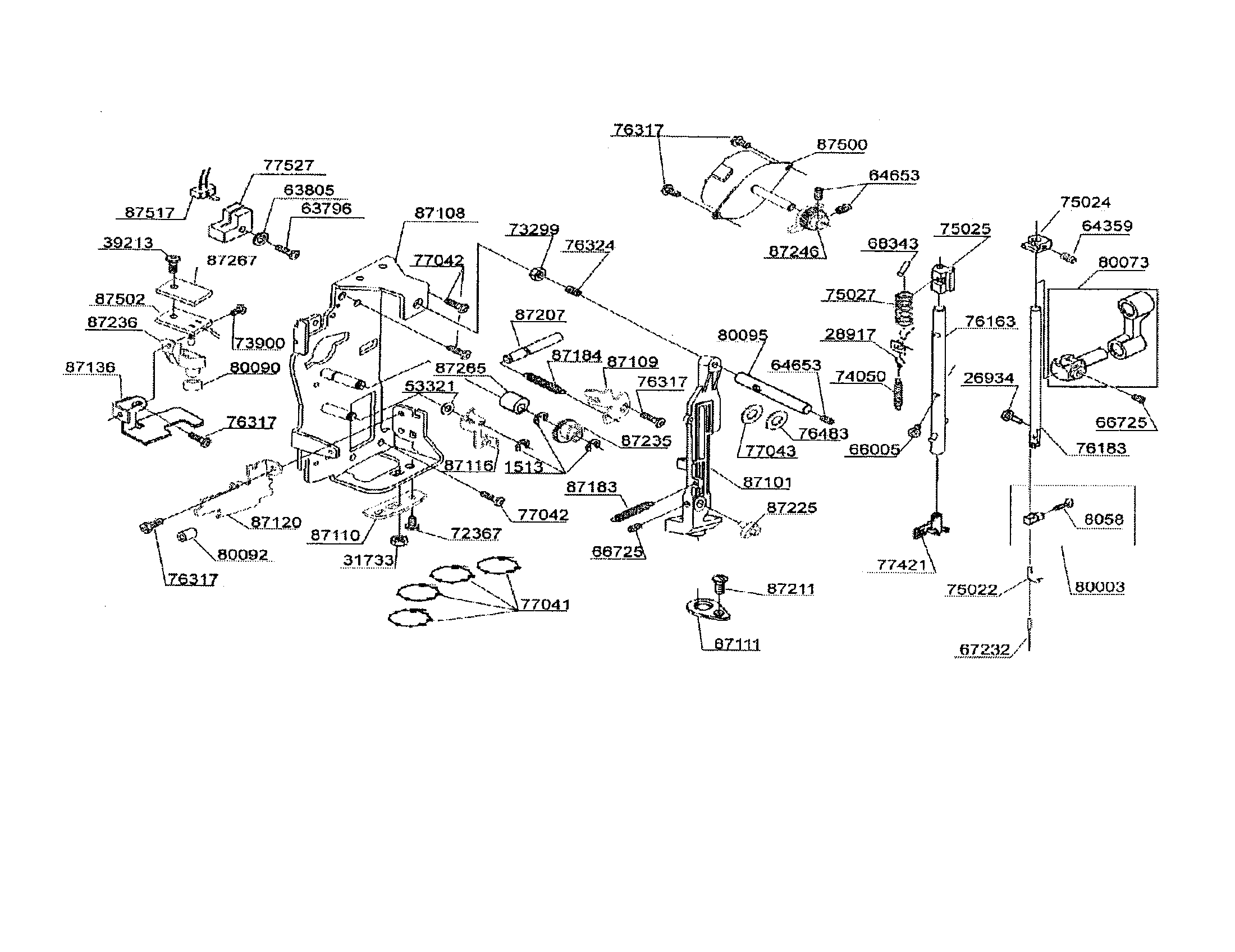 Singer 7442CL needle bar support diagram