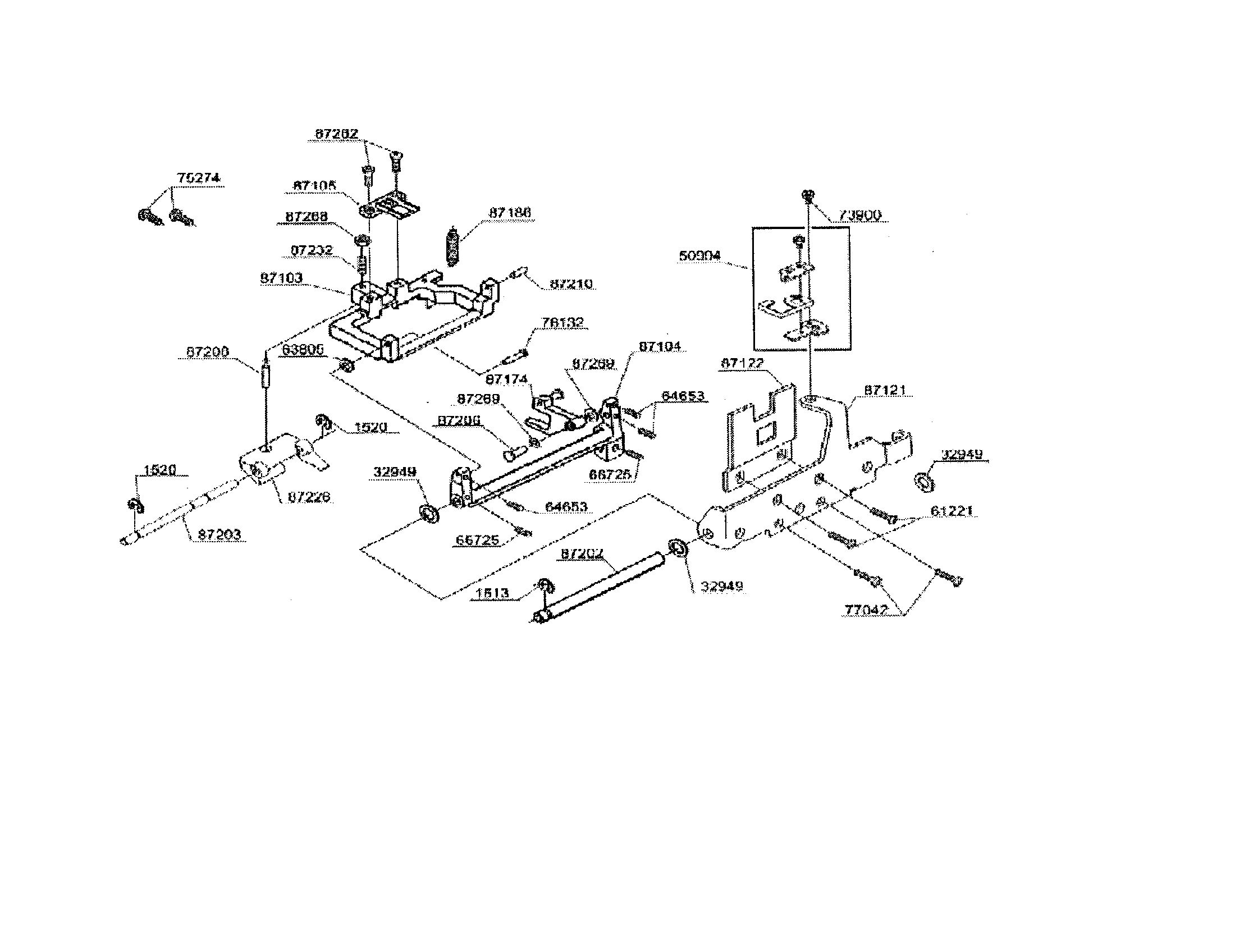Singer 7442CL feed dog base diagram