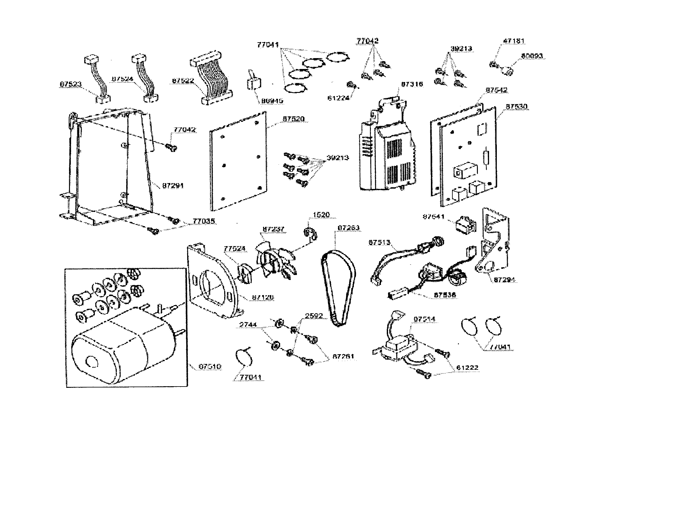 Singer 7442CL main motor/circuit board diagram