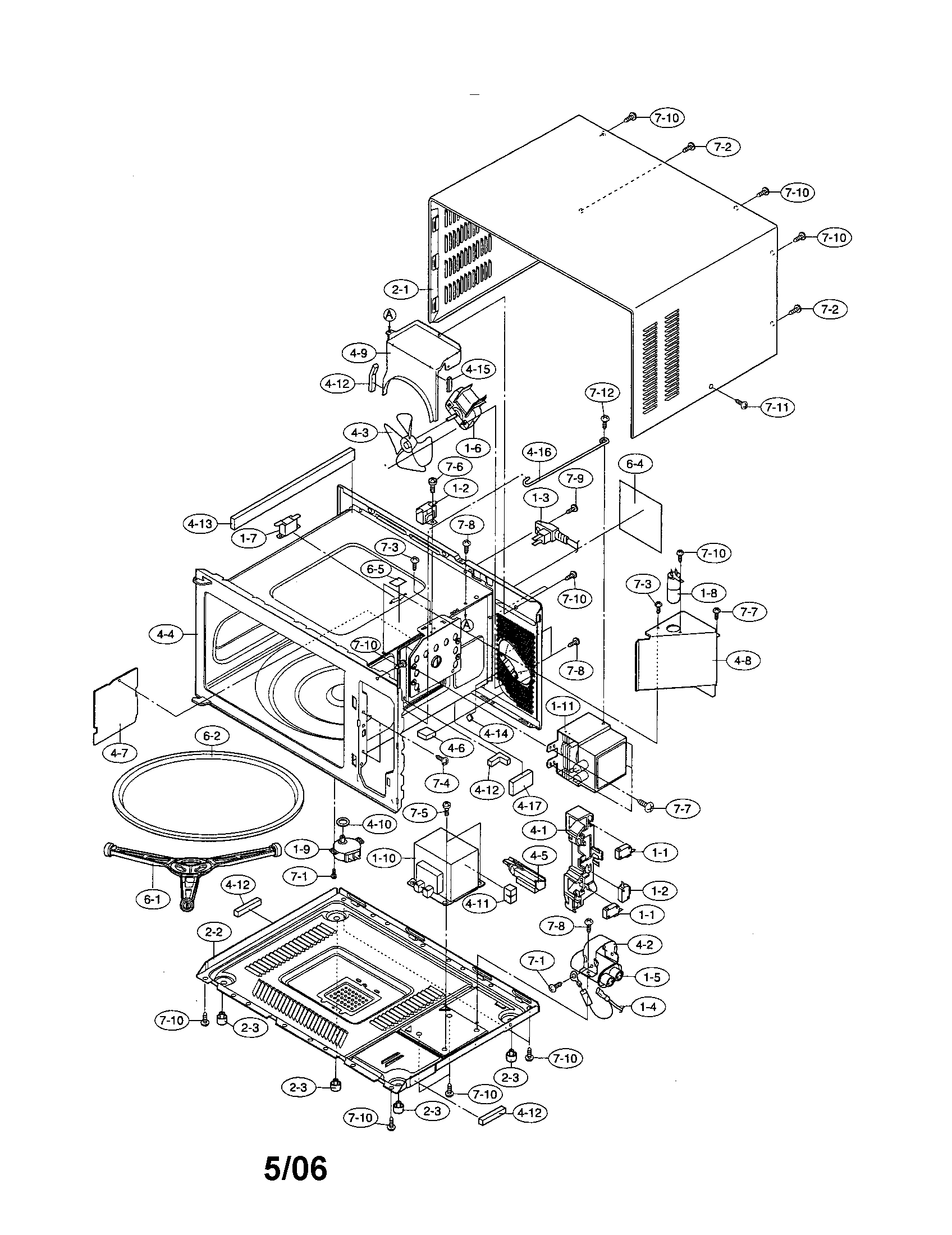 Sharp R-308JK oven and cabinet diagram