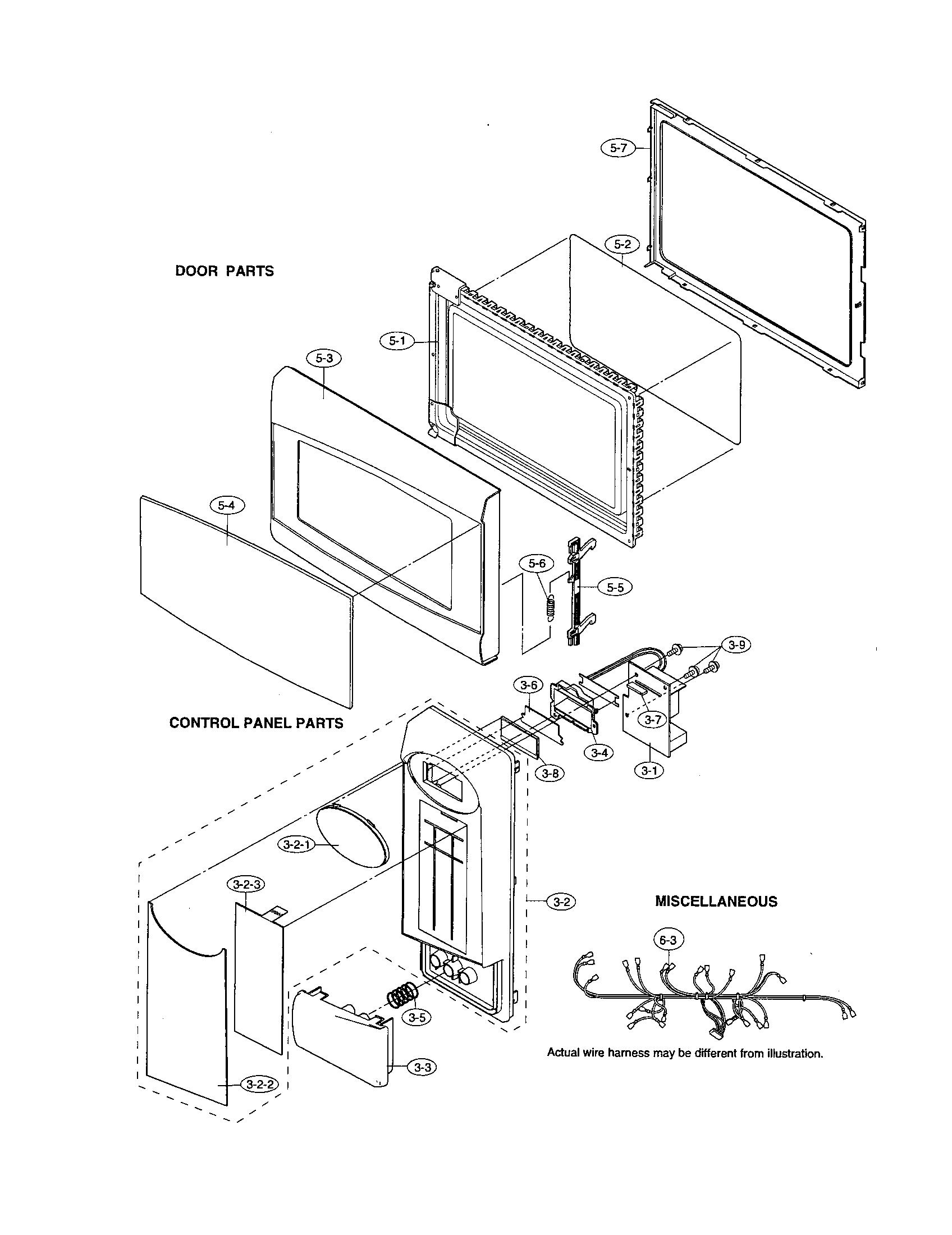 Sharp R-308JK door/control panel/miscellaneous diagram