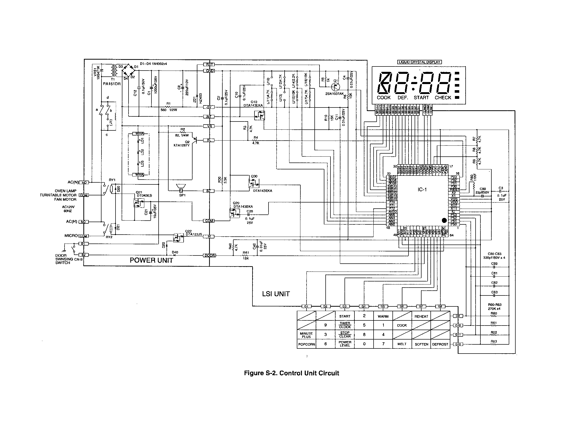 Sharp R-308JK control unit circuit diagram