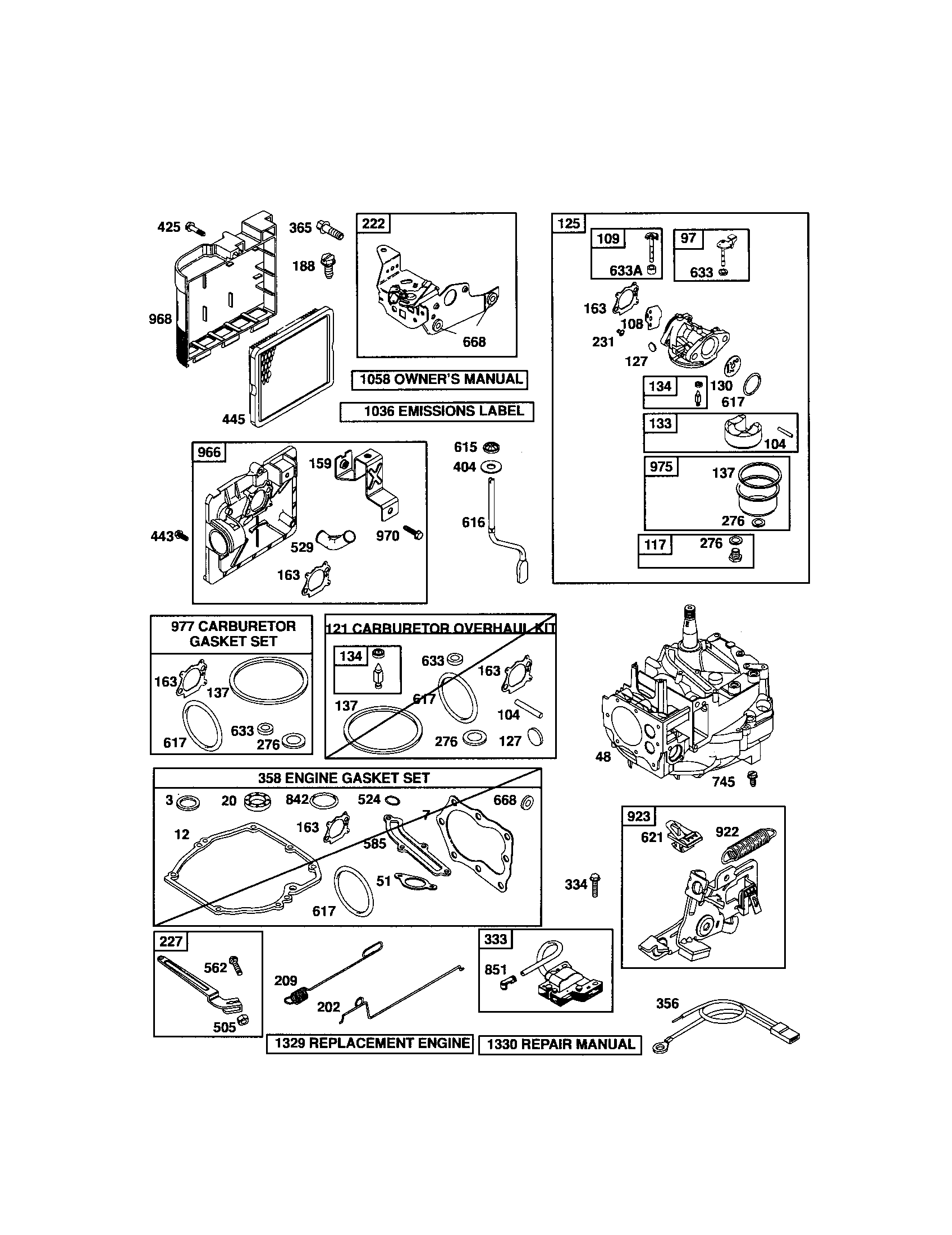 Craftsman 917376080 carburetor/gasket sets/short block diagram