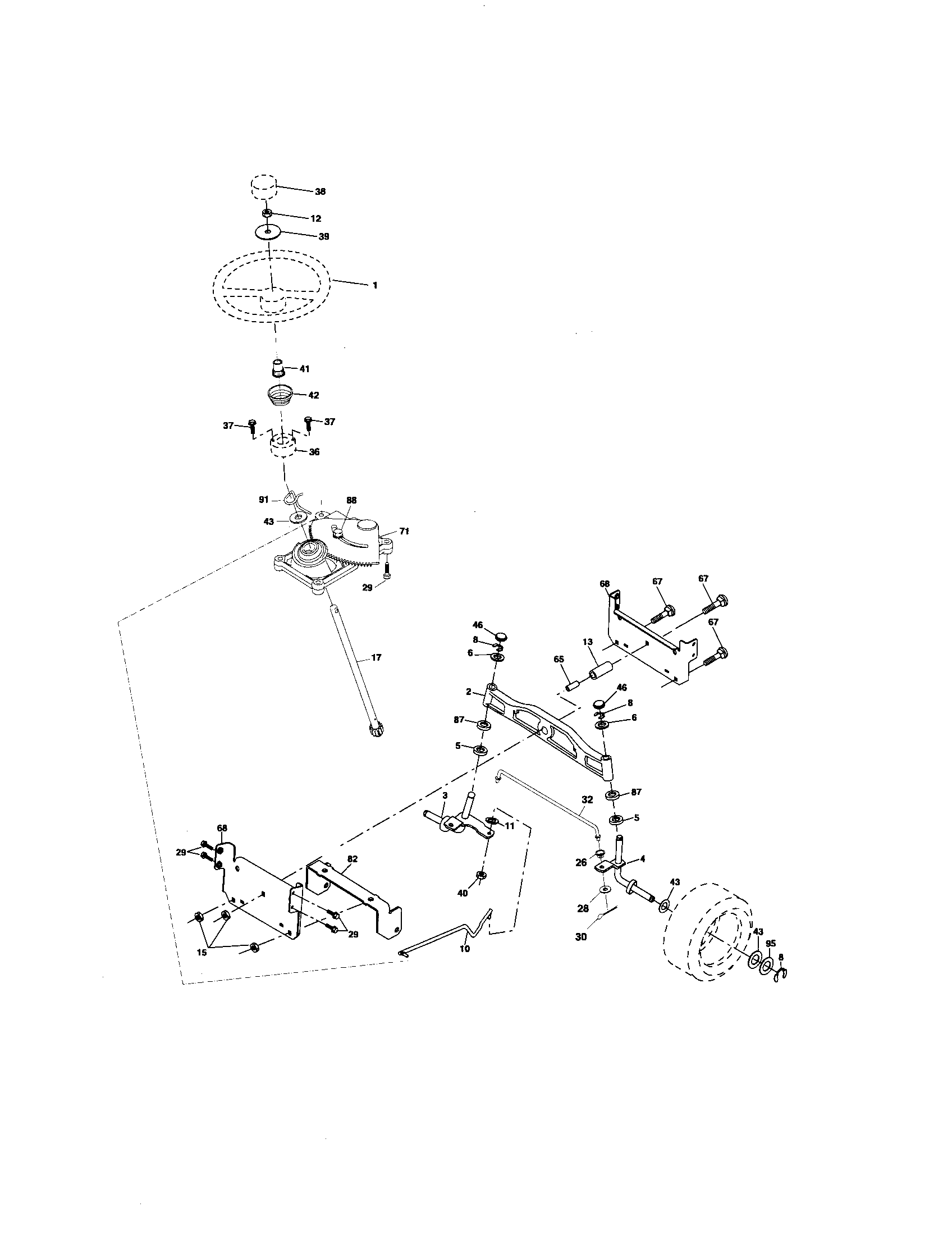 Poulan XT24H42YT steering assembly diagram