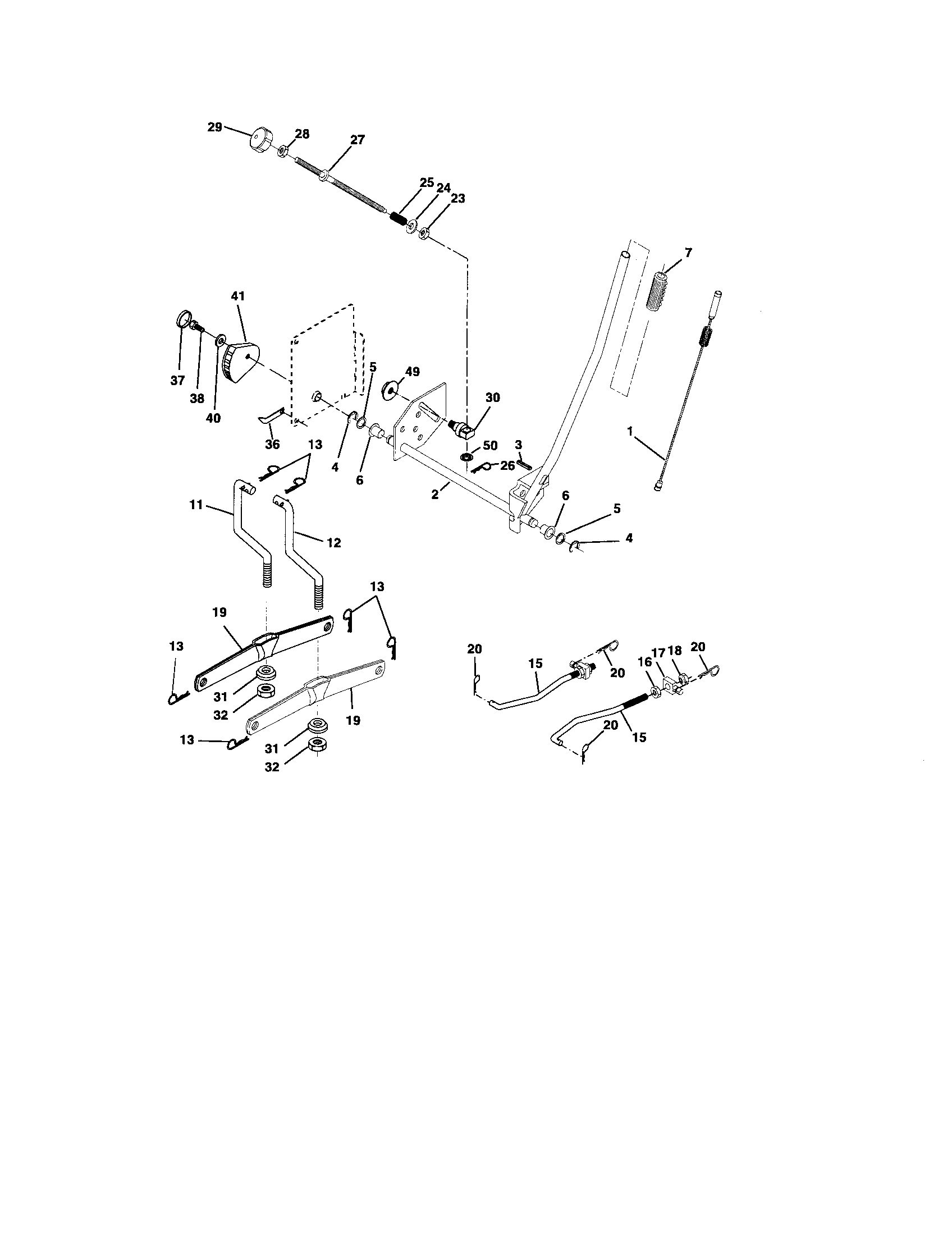 Poulan XT24H42YT mower lift diagram