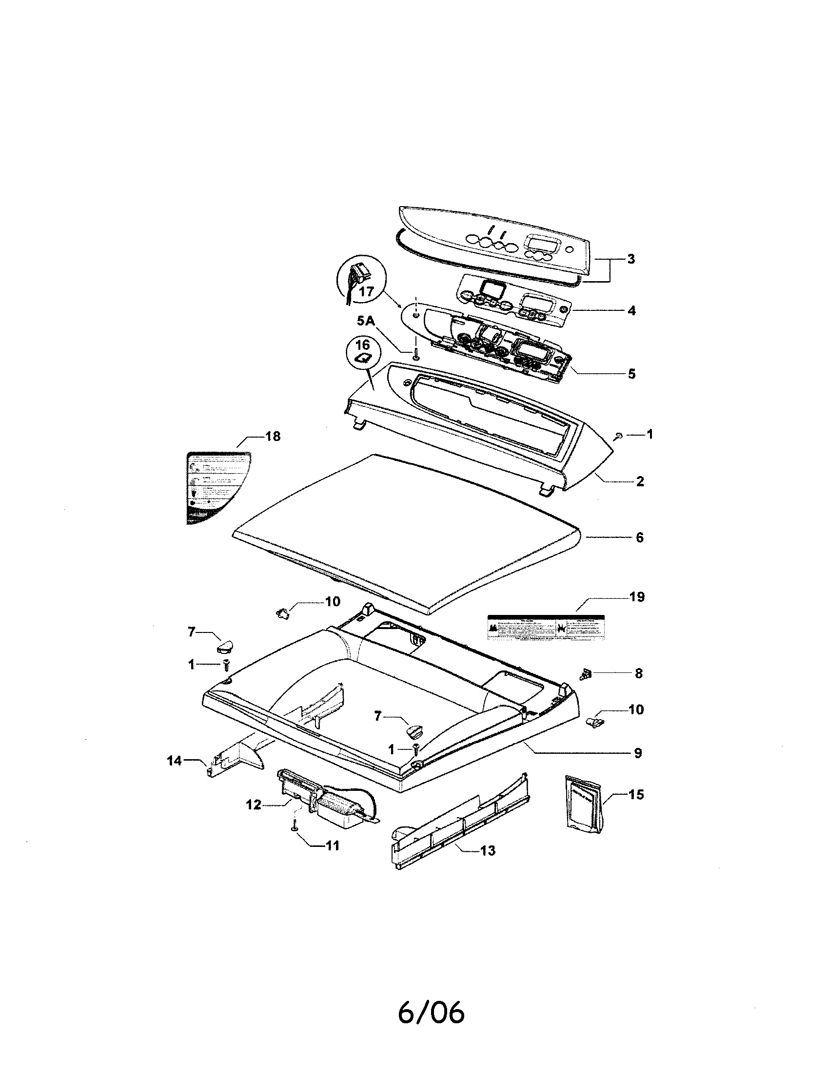 Fisher & Paykel DGIX2-96106B top deck and electronics diagram