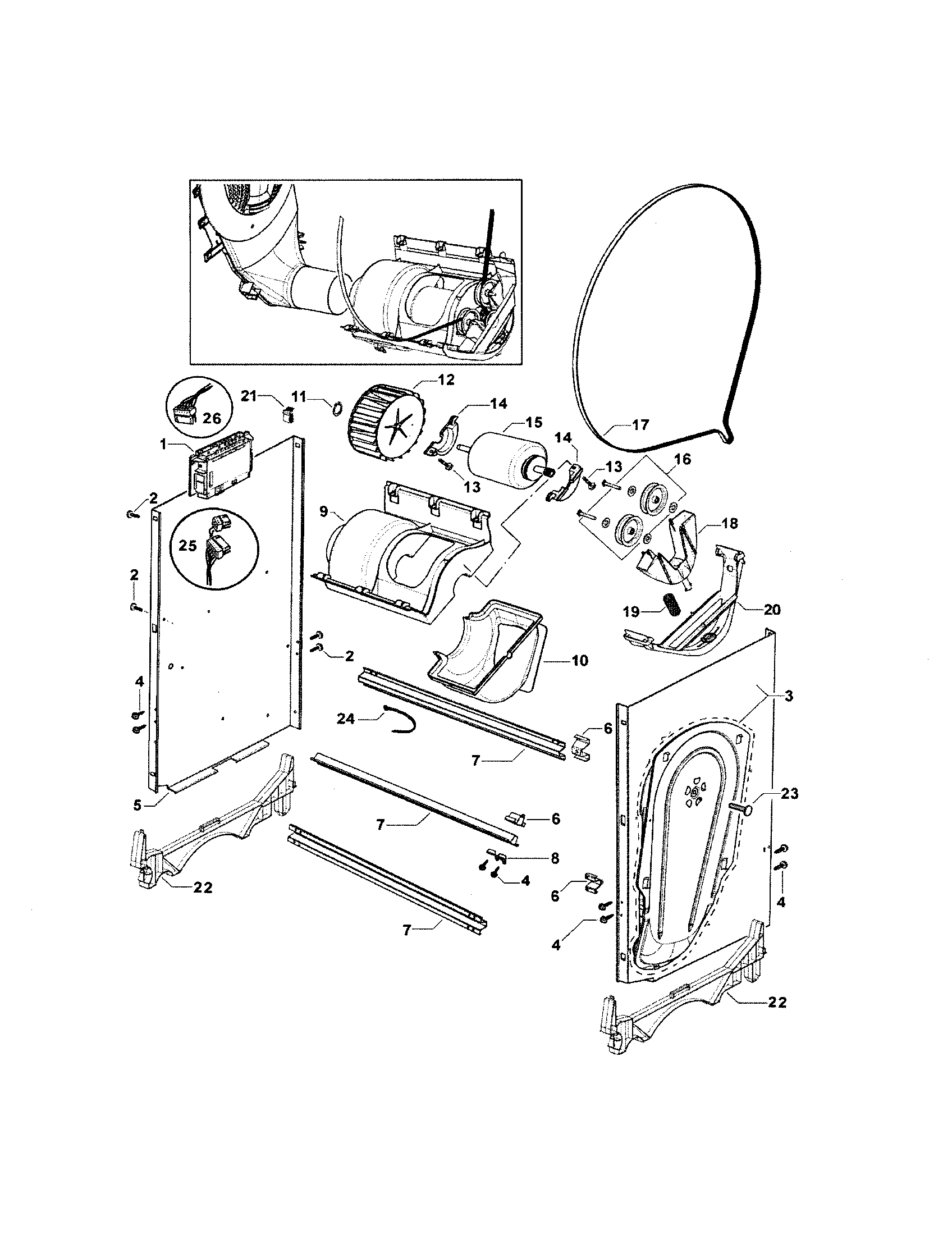 Fisher & Paykel DGIX2-96106B chassis/motor assembly diagram