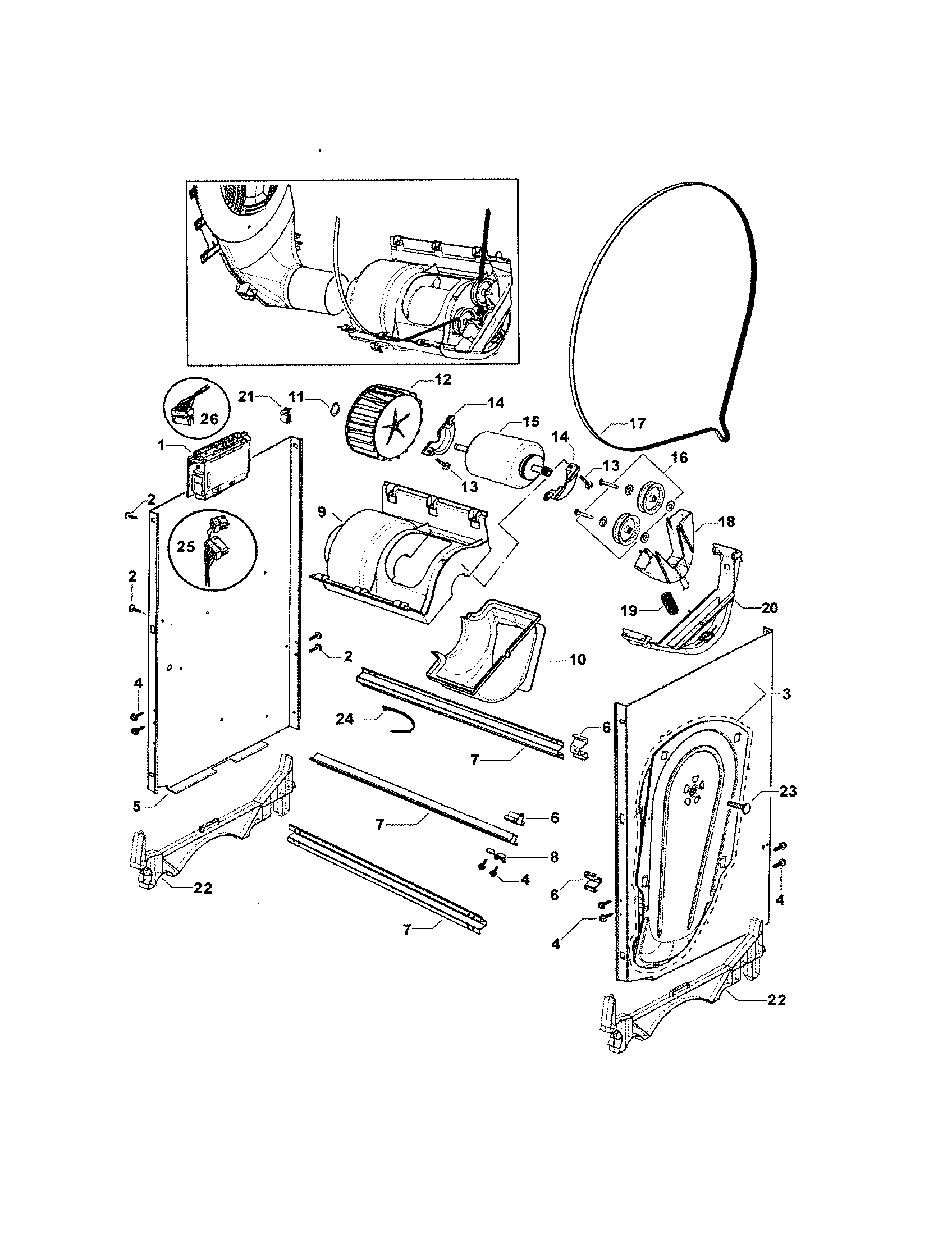 Fisher & Paykel DEGX1-96010B chassis/motor assembly diagram