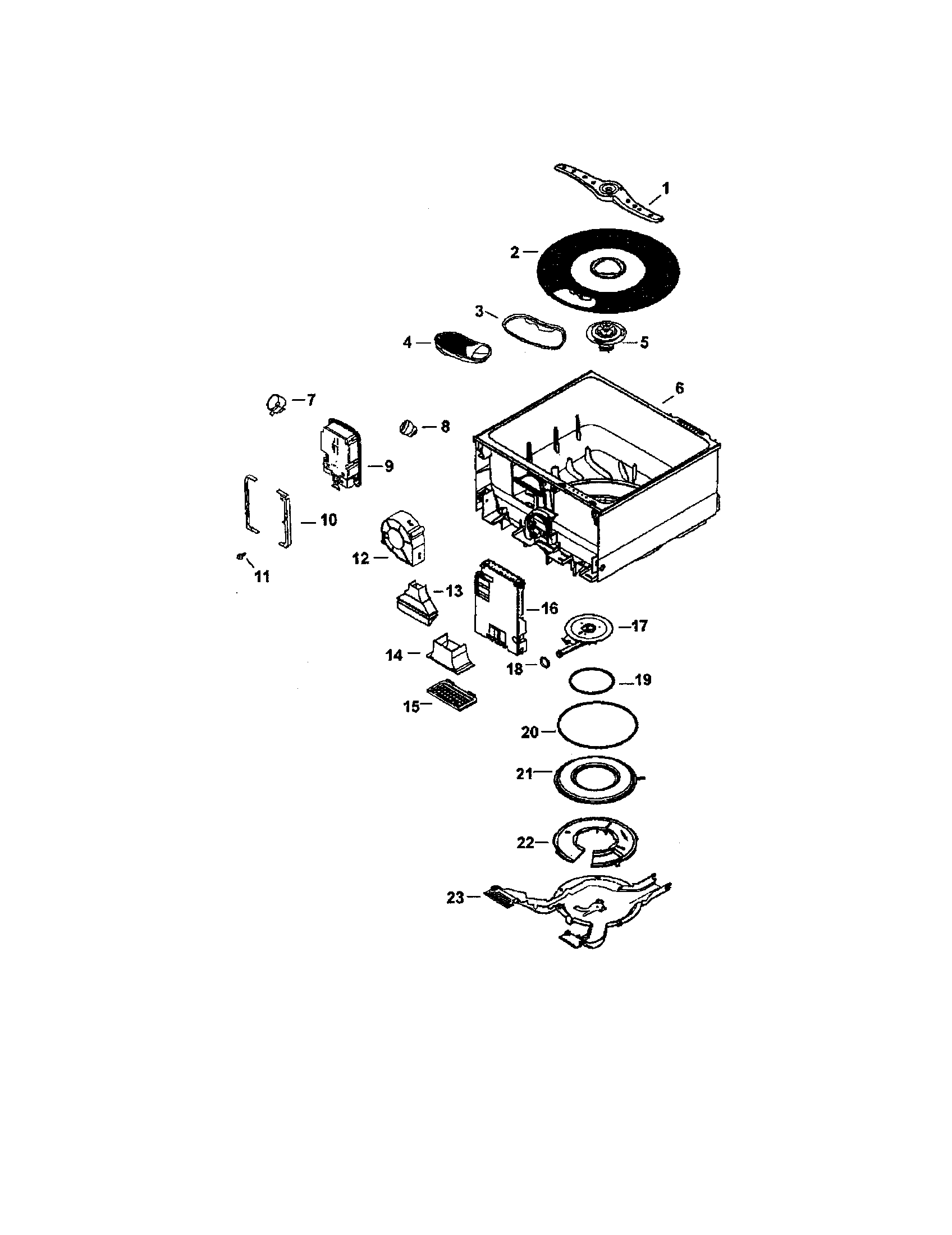 Fisher & Paykel DS601-87494 tub and components diagram