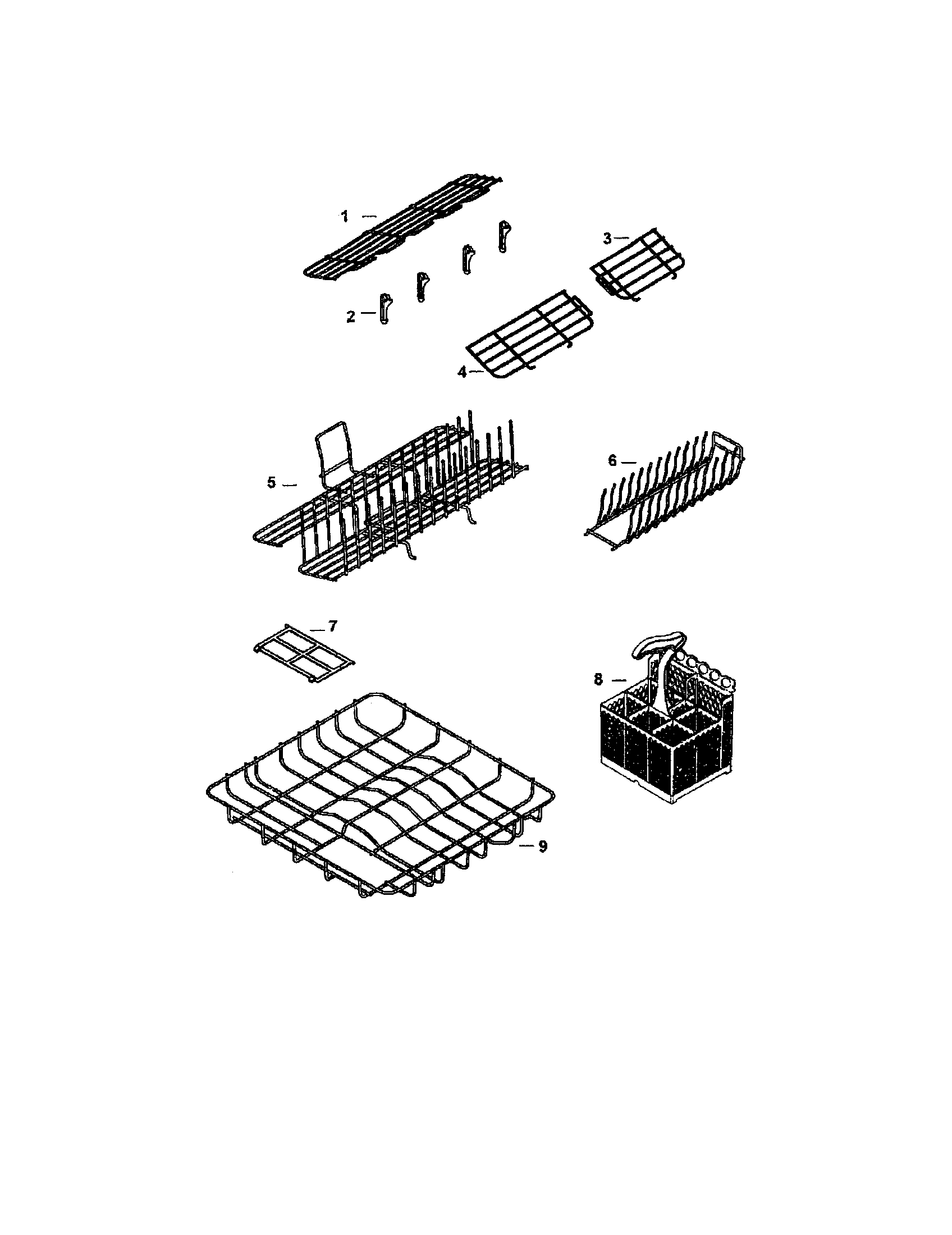 Fisher & Paykel DS601-87494 baskets and racks diagram