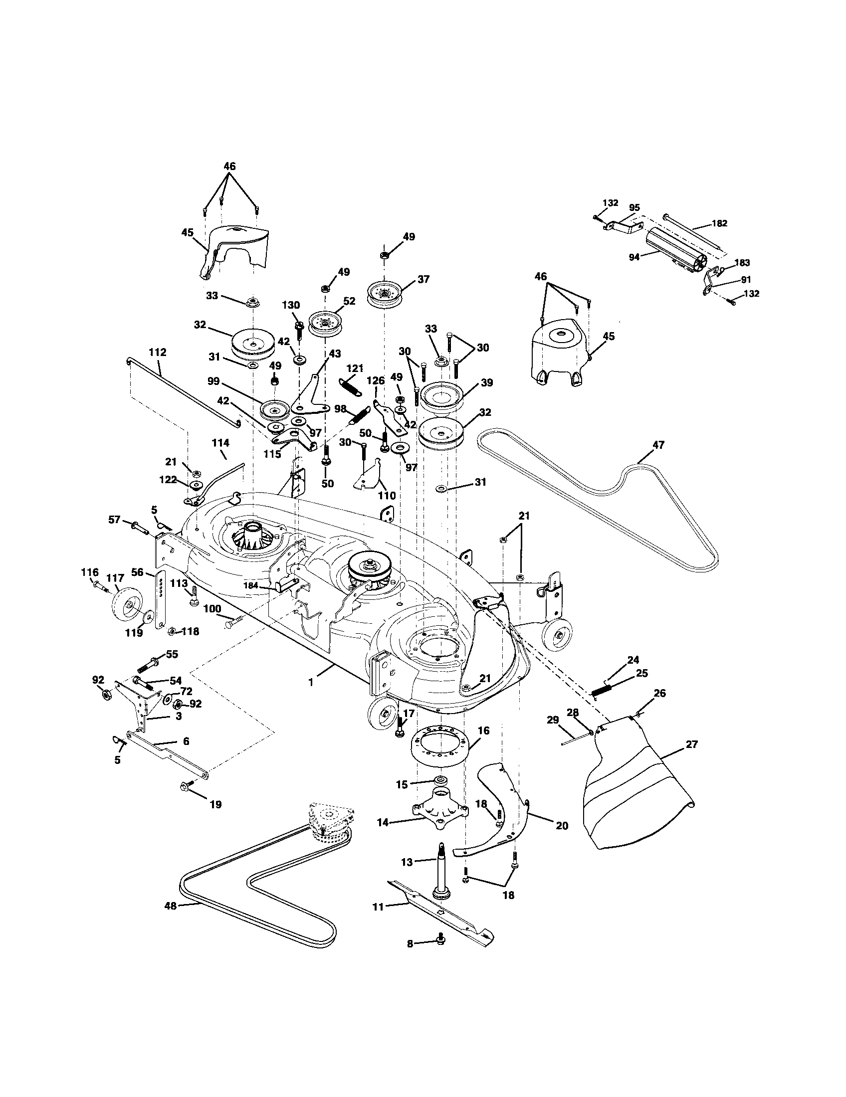 Poulan 96012004100 mower deck diagram