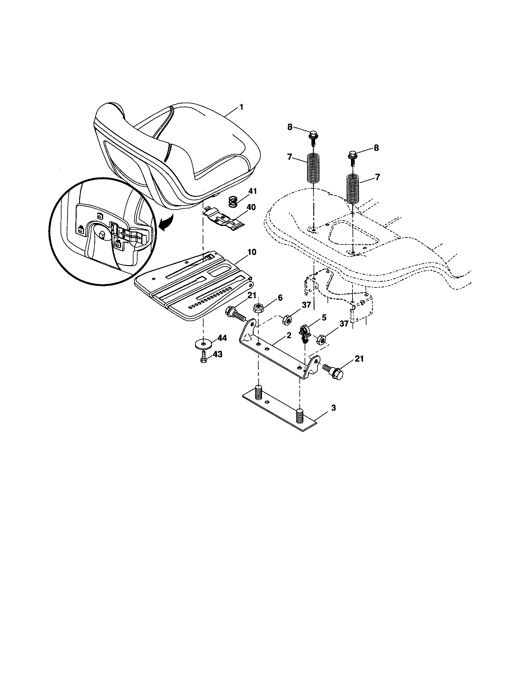 Southern States 96042001100 seat assembly diagram