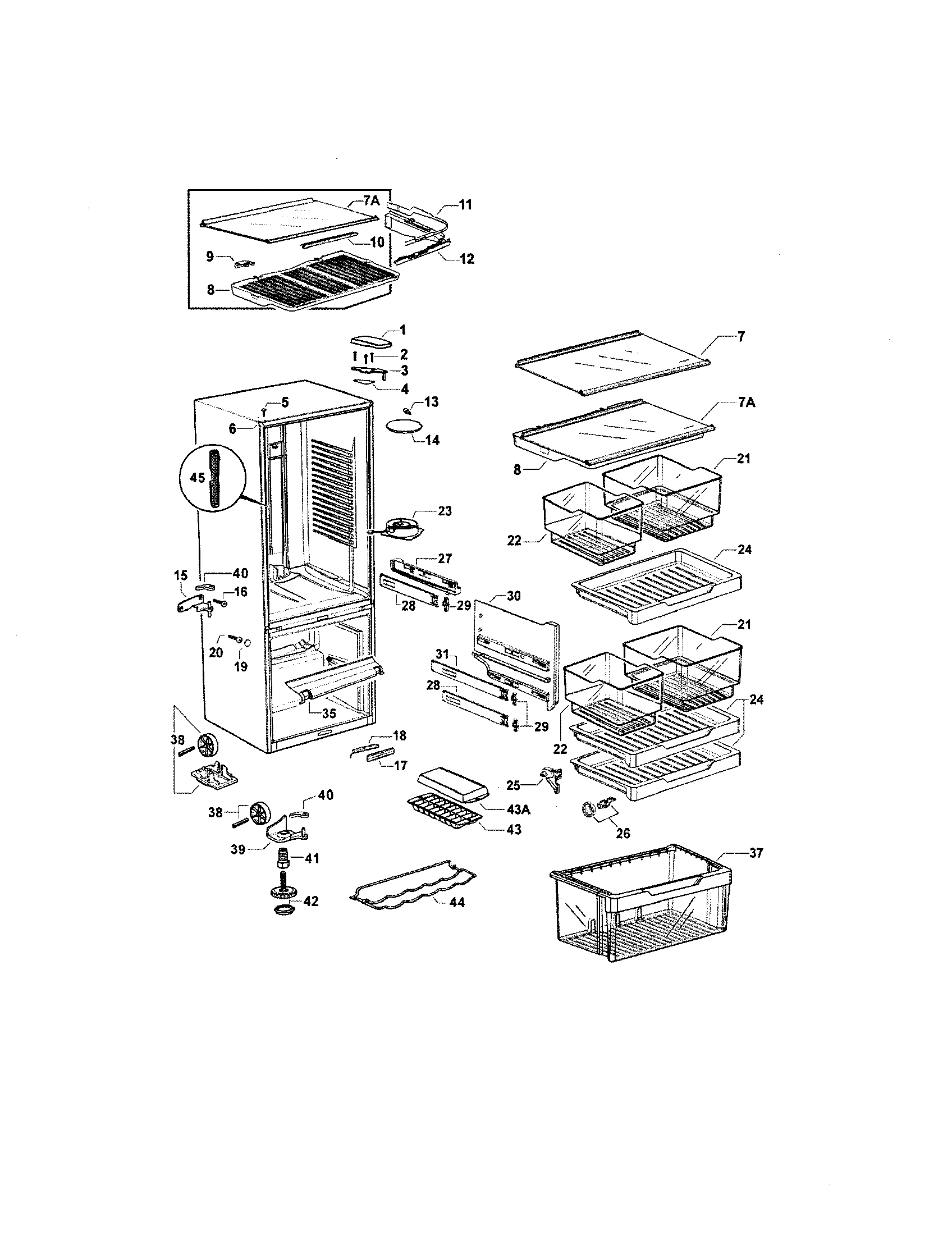 Fisher & Paykel E522A-21639A cabinet diagram