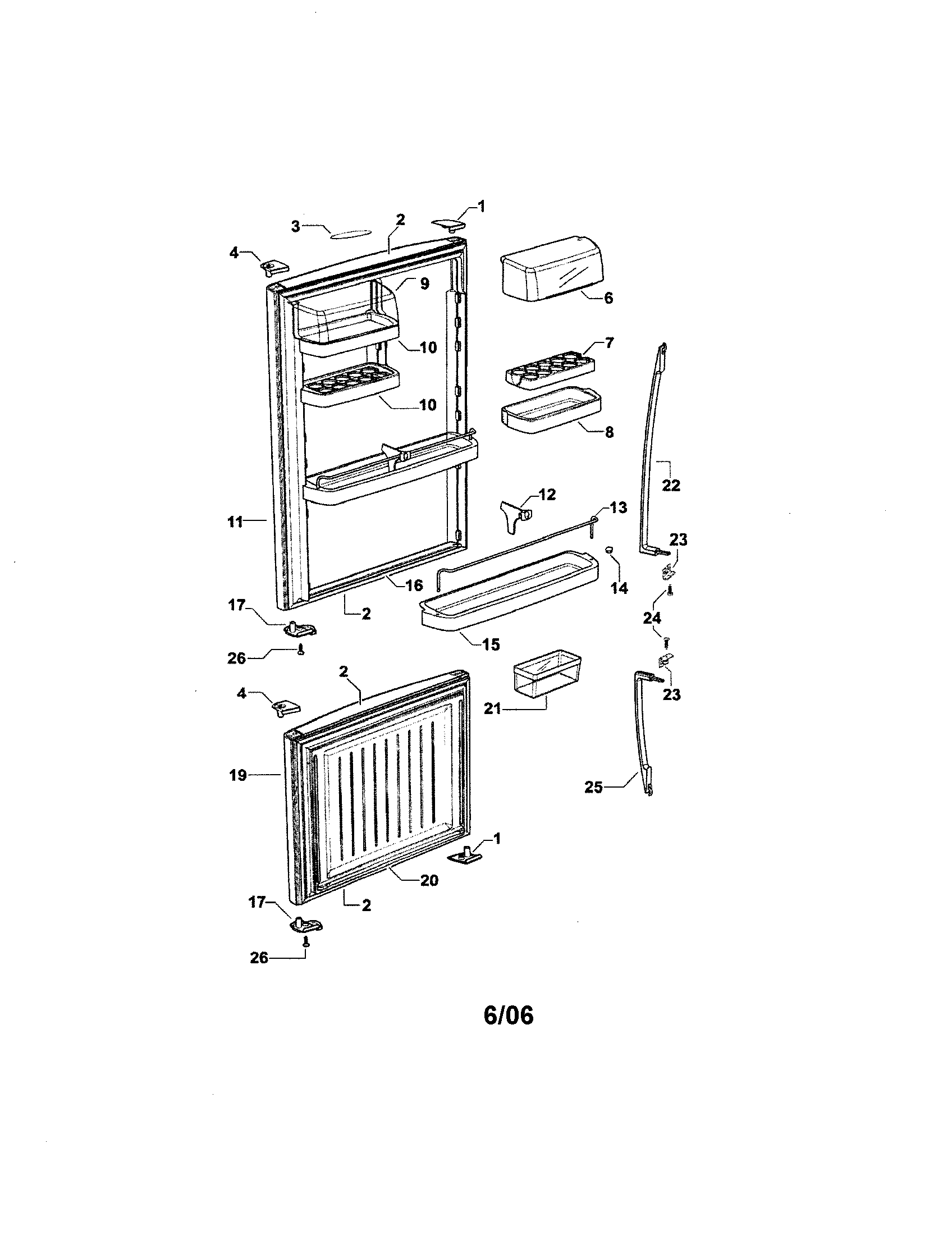 Fisher & Paykel E522A-21638A doors diagram