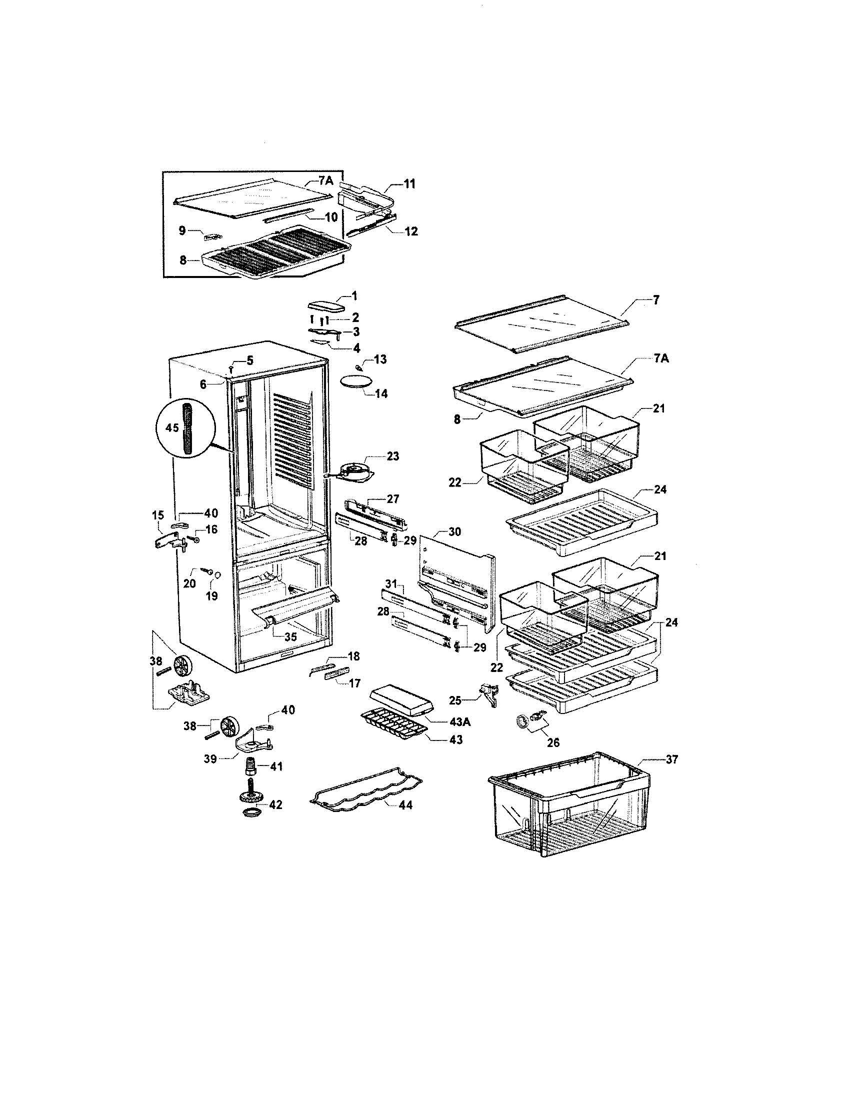 Fisher & Paykel E522A-21638A cabinet diagram
