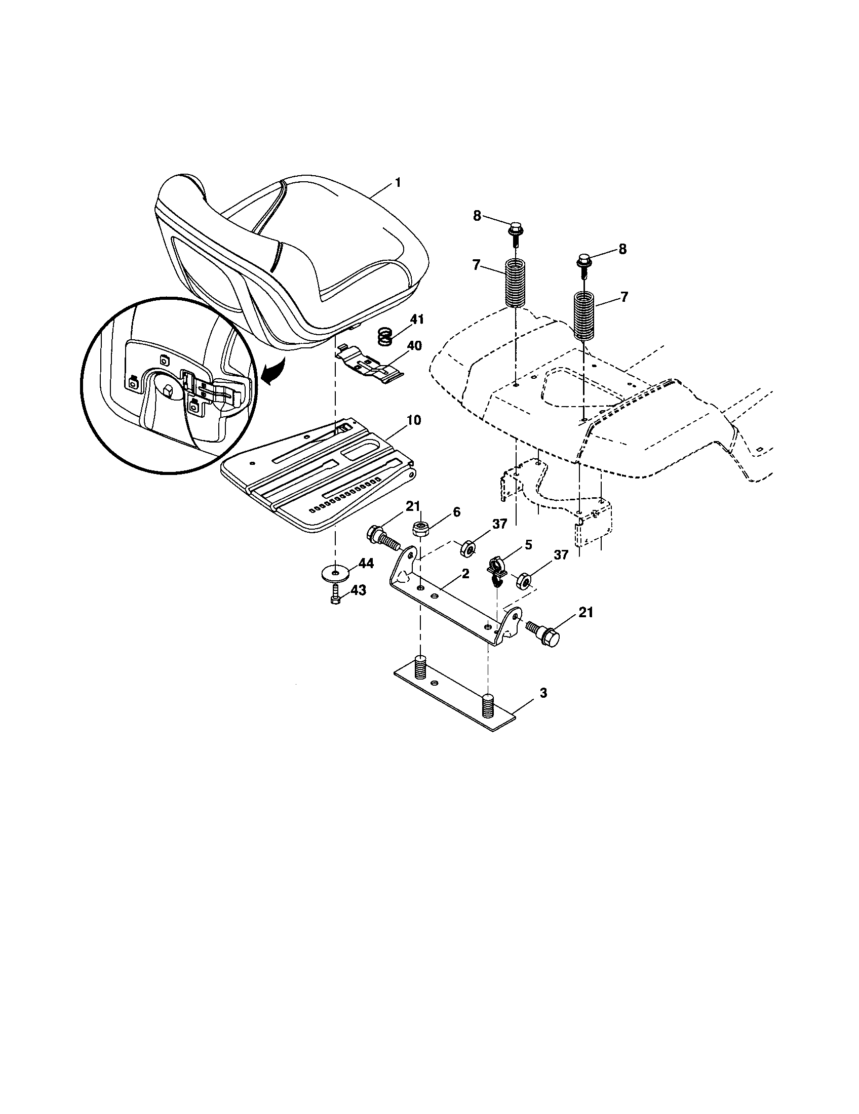 Husqvarna YTH20F42T seat assembly diagram