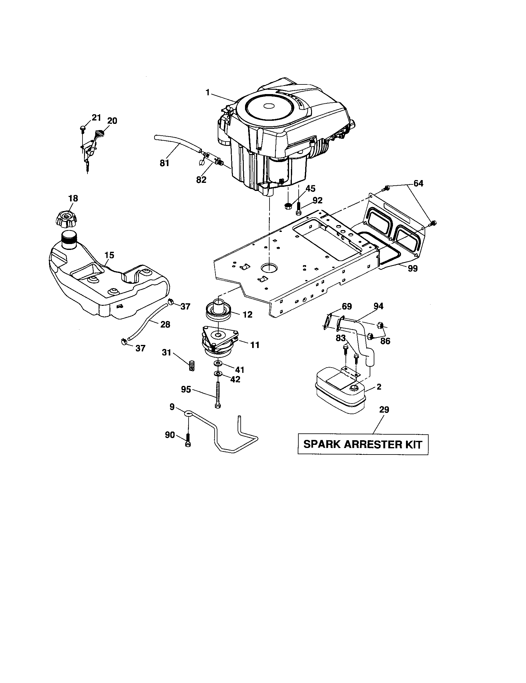 Husqvarna YTH20F42T engine diagram