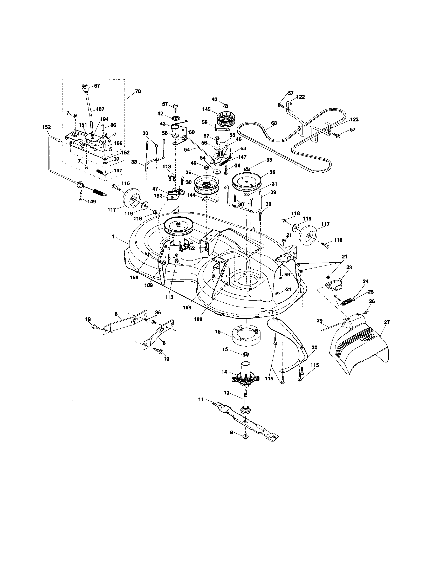 Husqvarna 96043000301 mower deck diagram