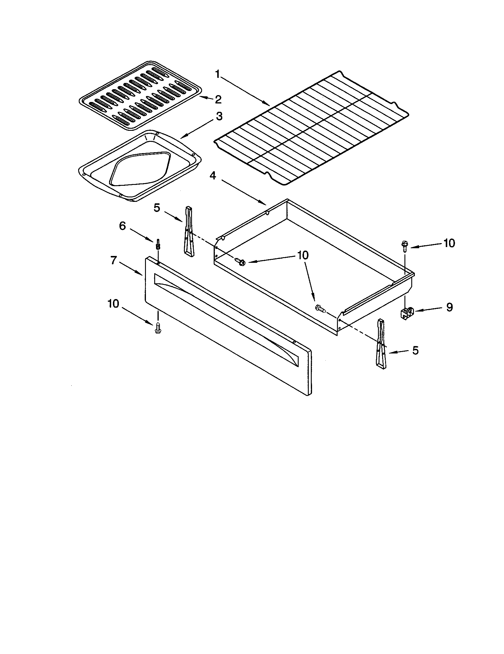 Whirlpool RF388LXGQ4 drawer and broiler diagram